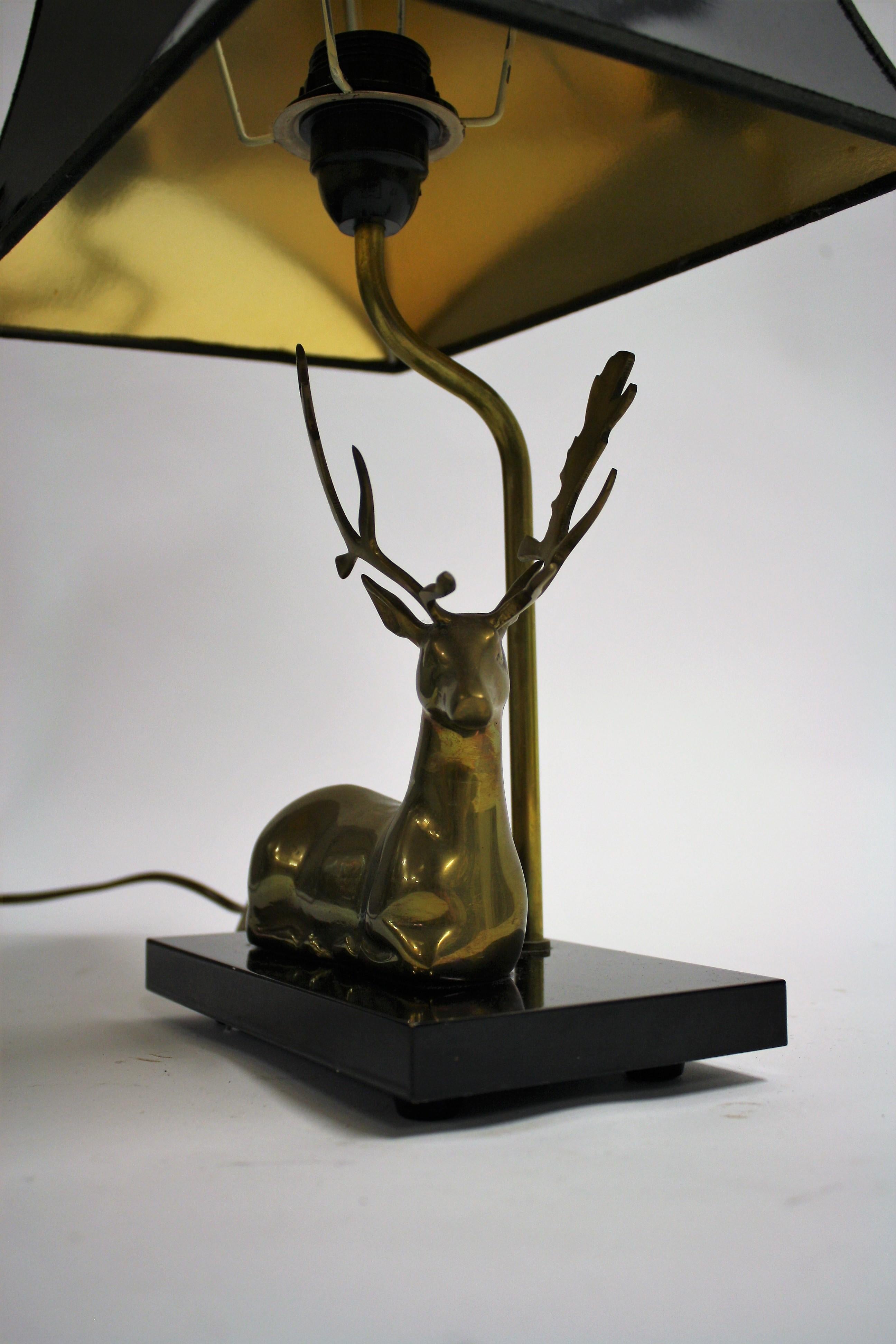 Belgian Vintage Brass Deer Table Lamp, 1970s