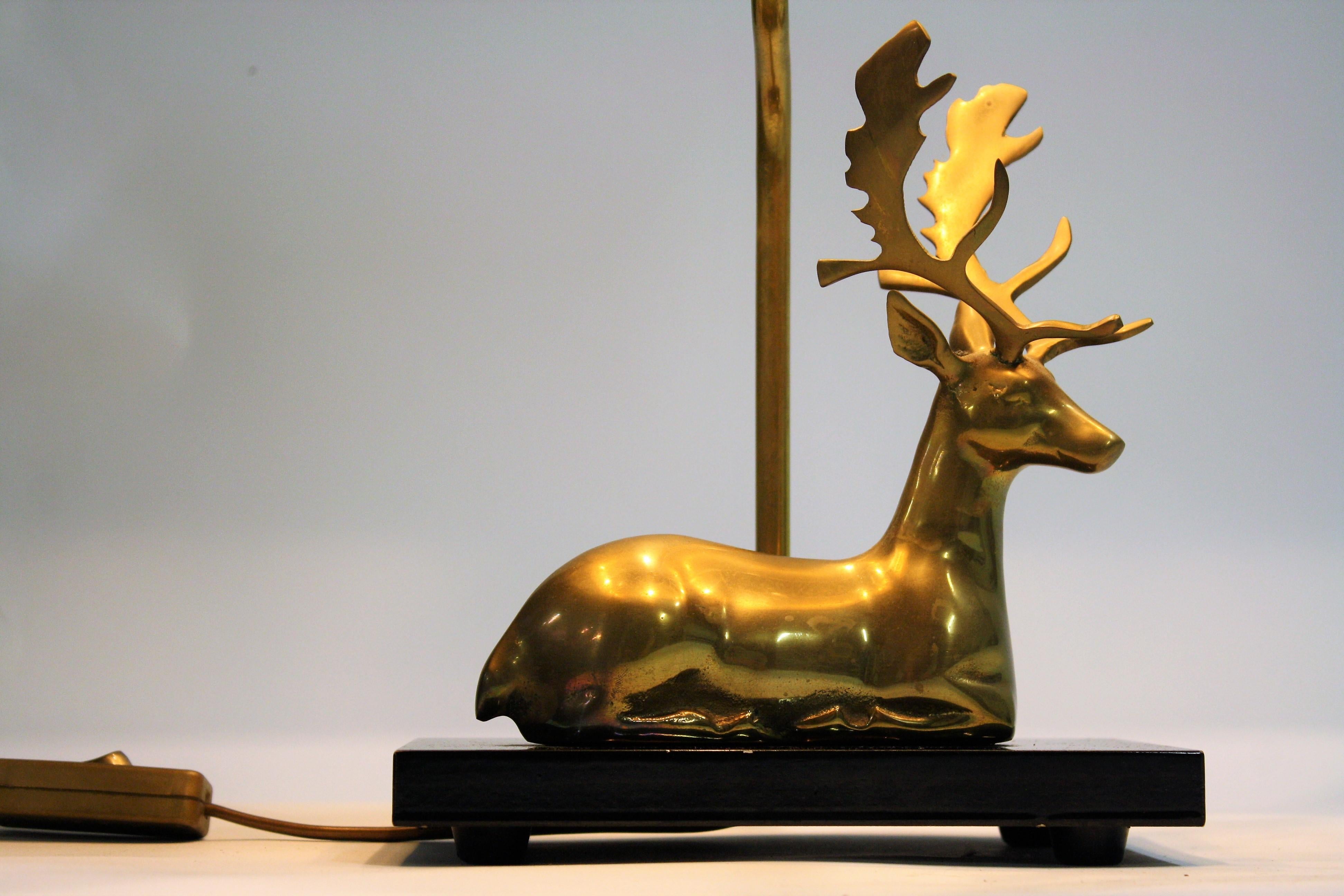 Vintage Brass Deer Table Lamp, 1970s 1