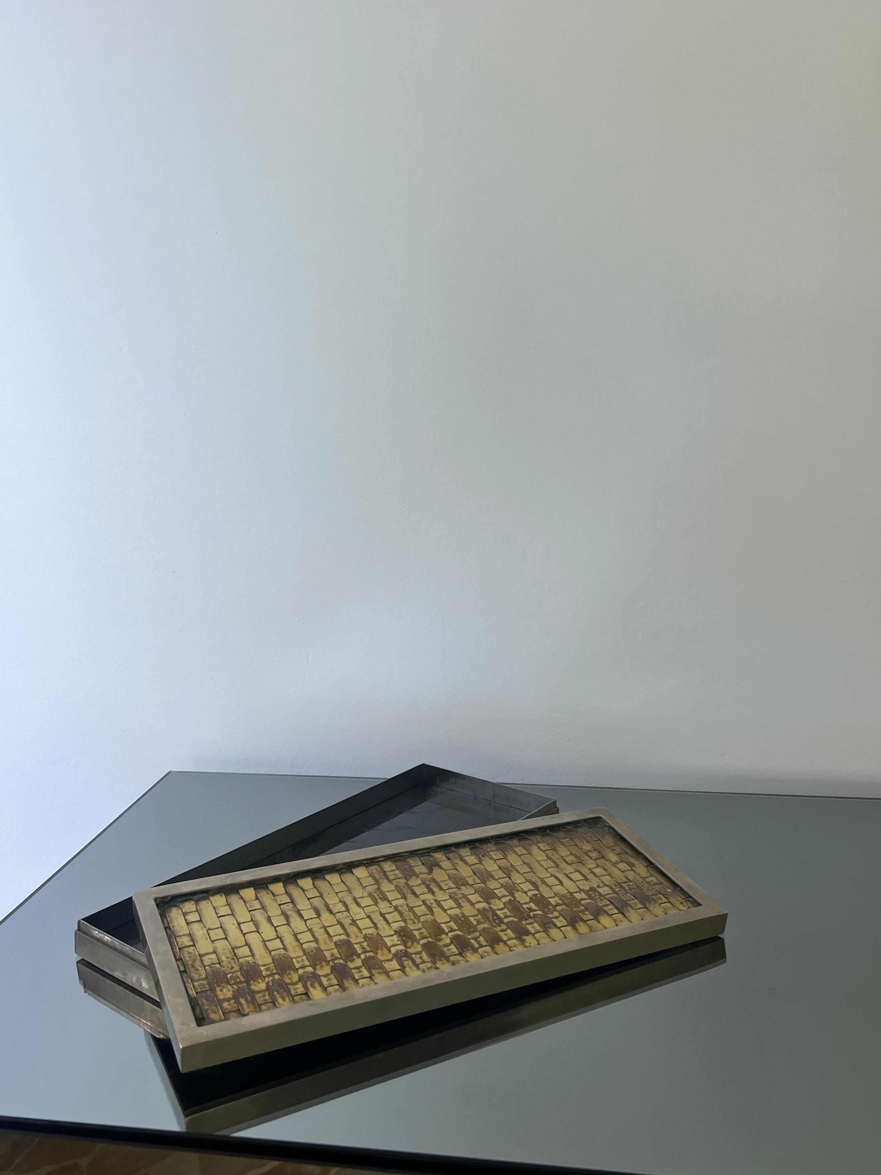 Schreibtischschachtel aus Messing, feines dekoratives Etui, Messing im Angebot 2