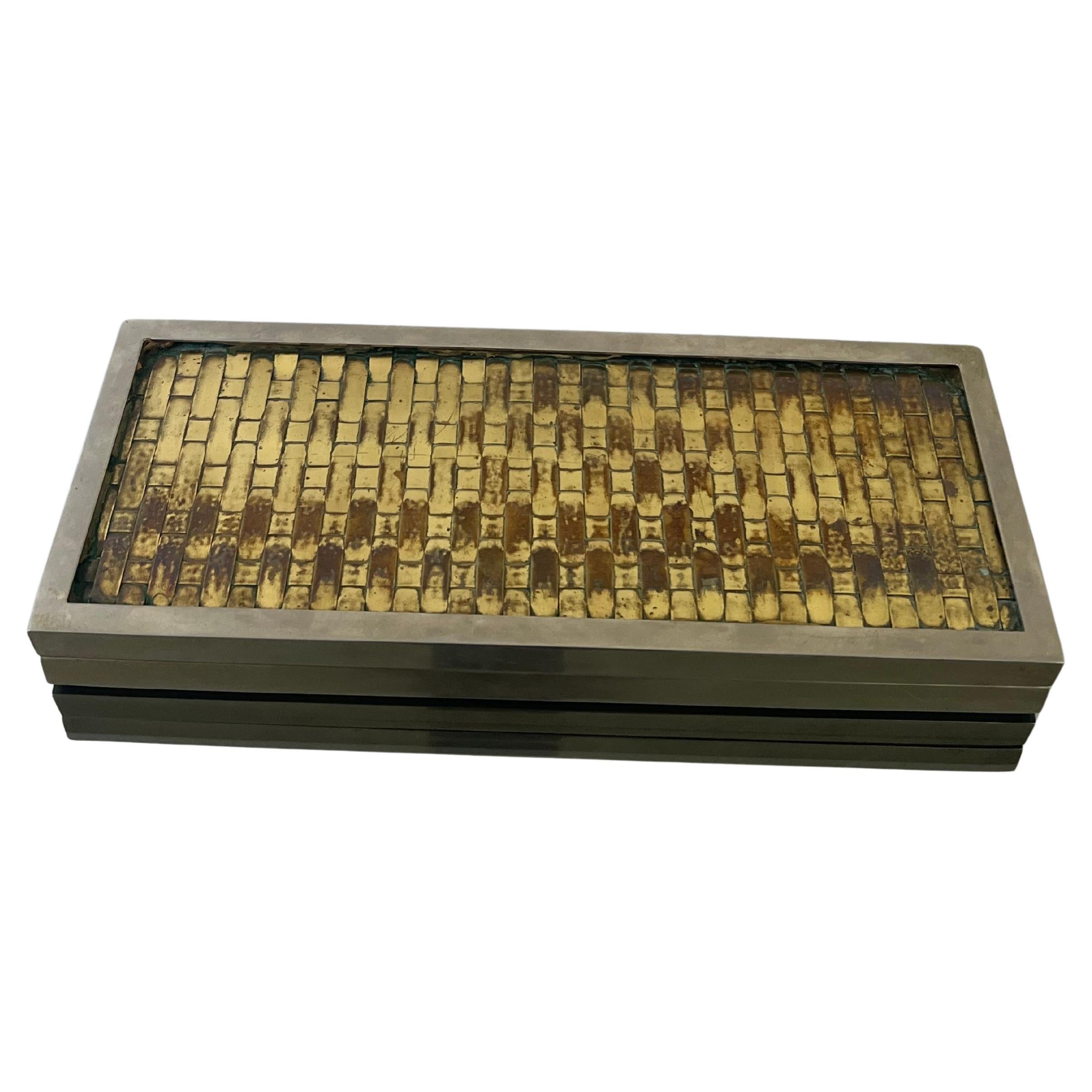 Caja de Escritorio Vintage de Latón, Estuche Decorativo Fino, Latón