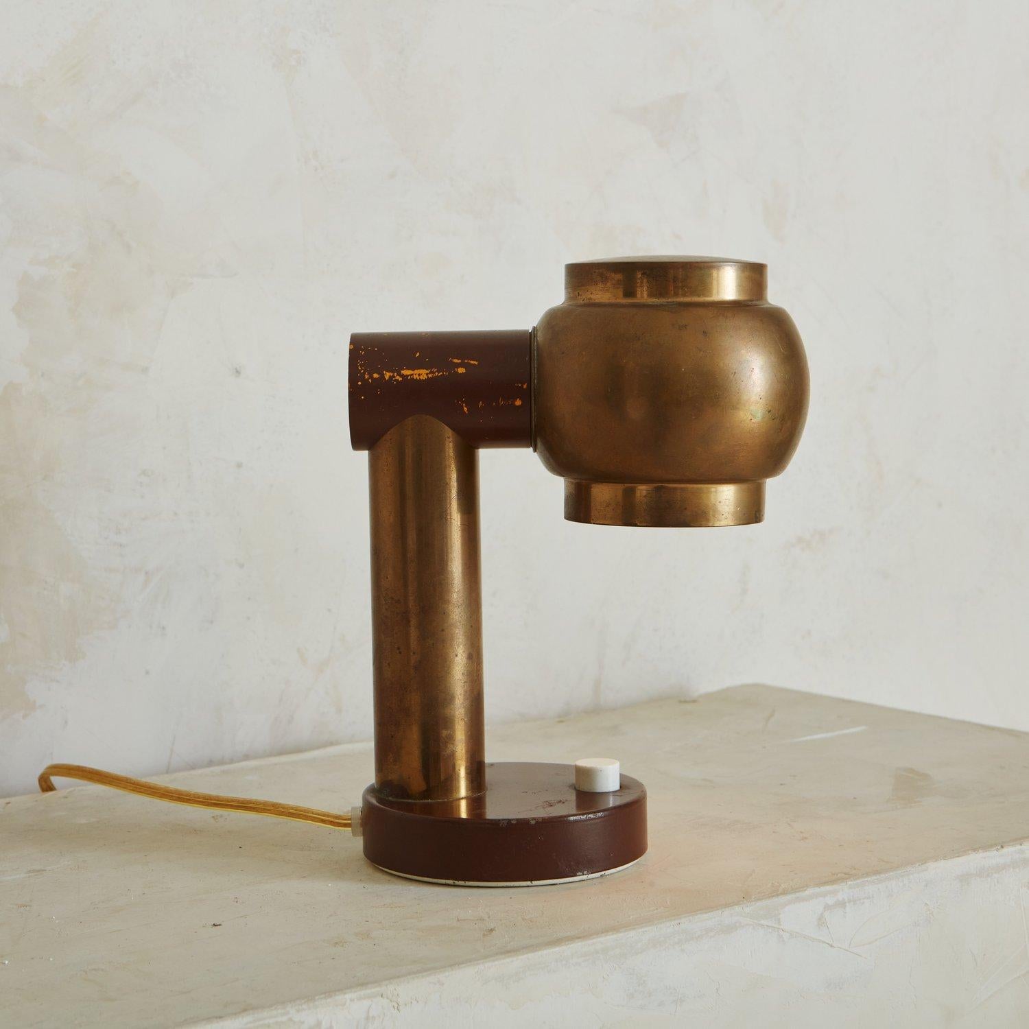 French Vintage Brass Desk Lamp, France 20th Century