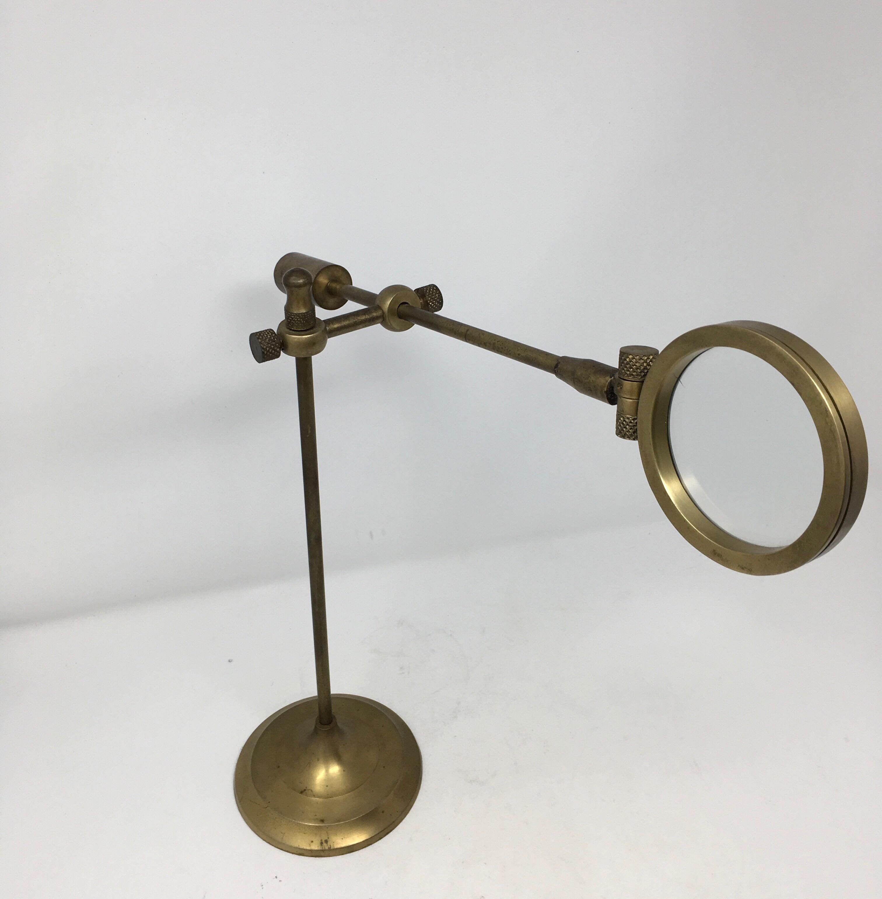 Vintage Brass Desktop Adjustable Magnifying Glass 1