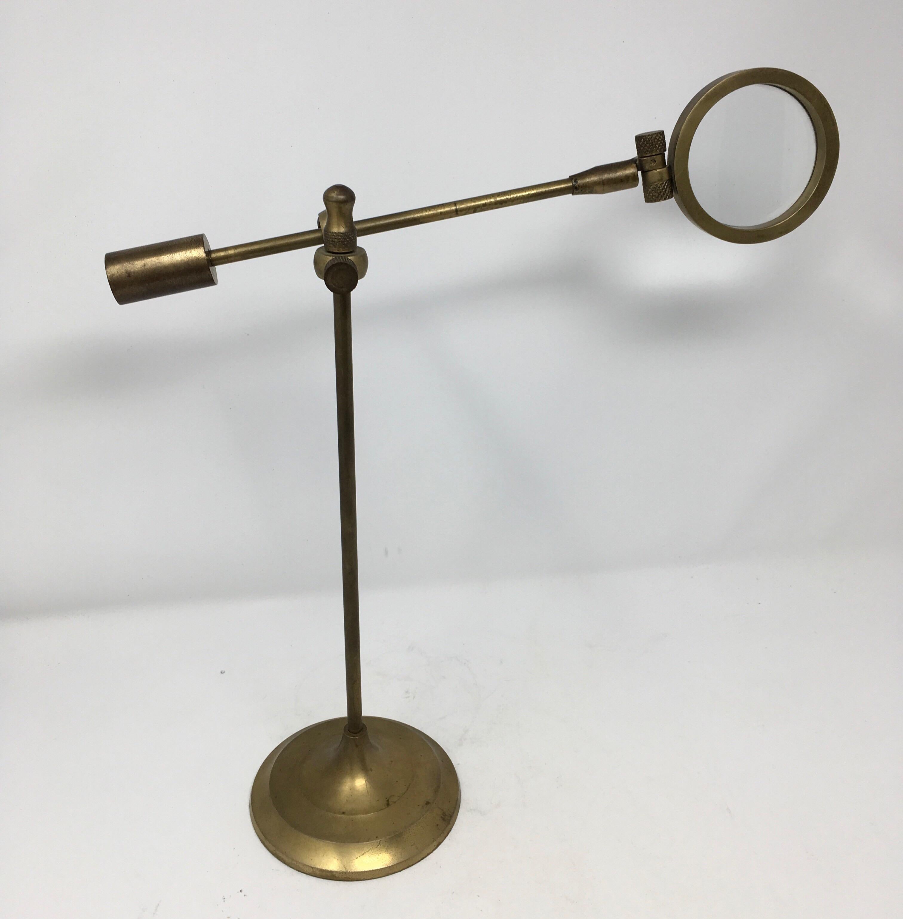 Vintage Brass Desktop Adjustable Magnifying Glass 2
