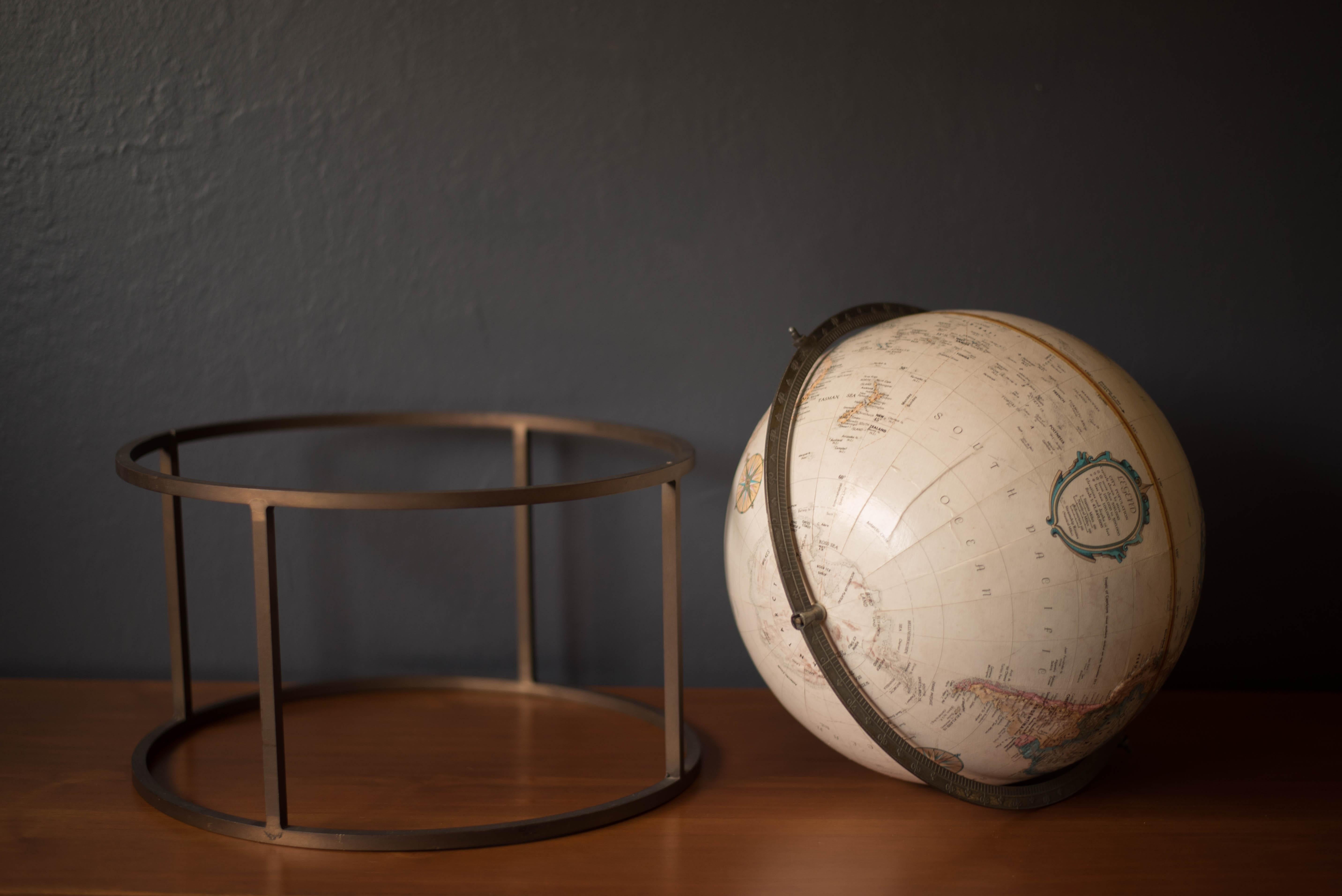 Vintage Brass Desktop Repogle Globe Stand 1