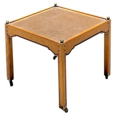 Vintage Brass Detail Cane Inset Drinks Table