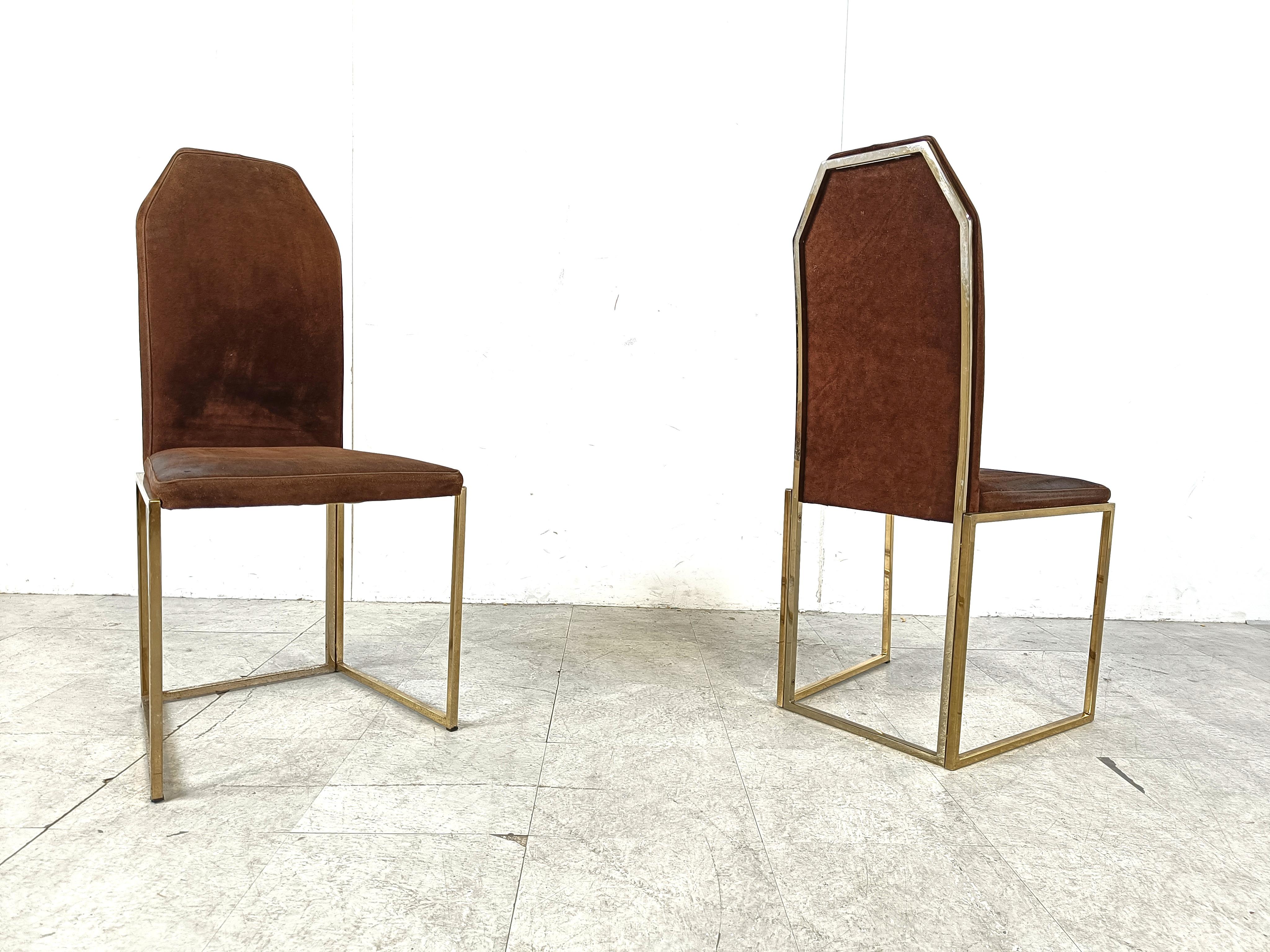 Vintage brass dining chairs by Belgo chrom, 1970s 3