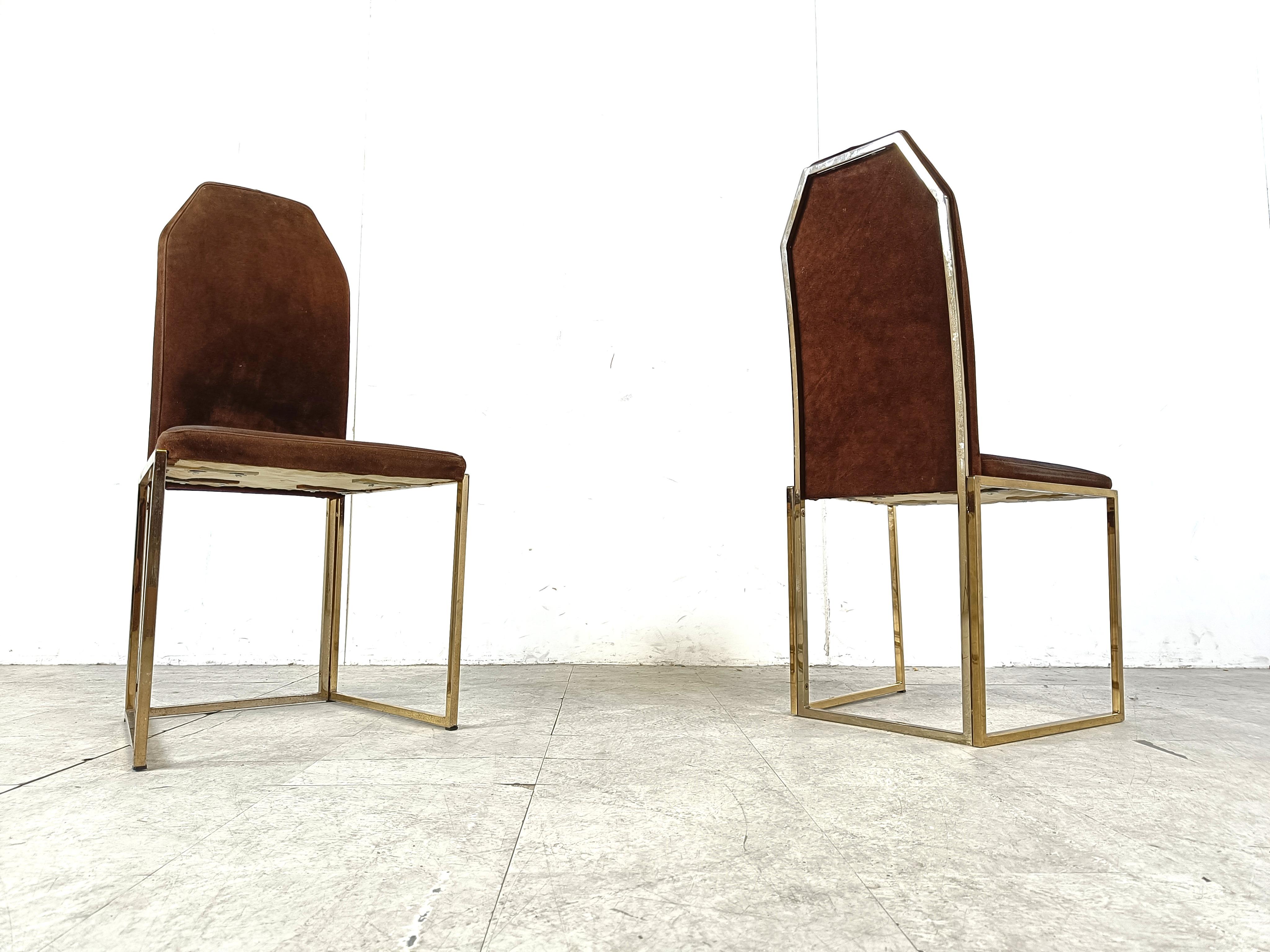 Vintage brass dining chairs by Belgo chrom, 1970s 4