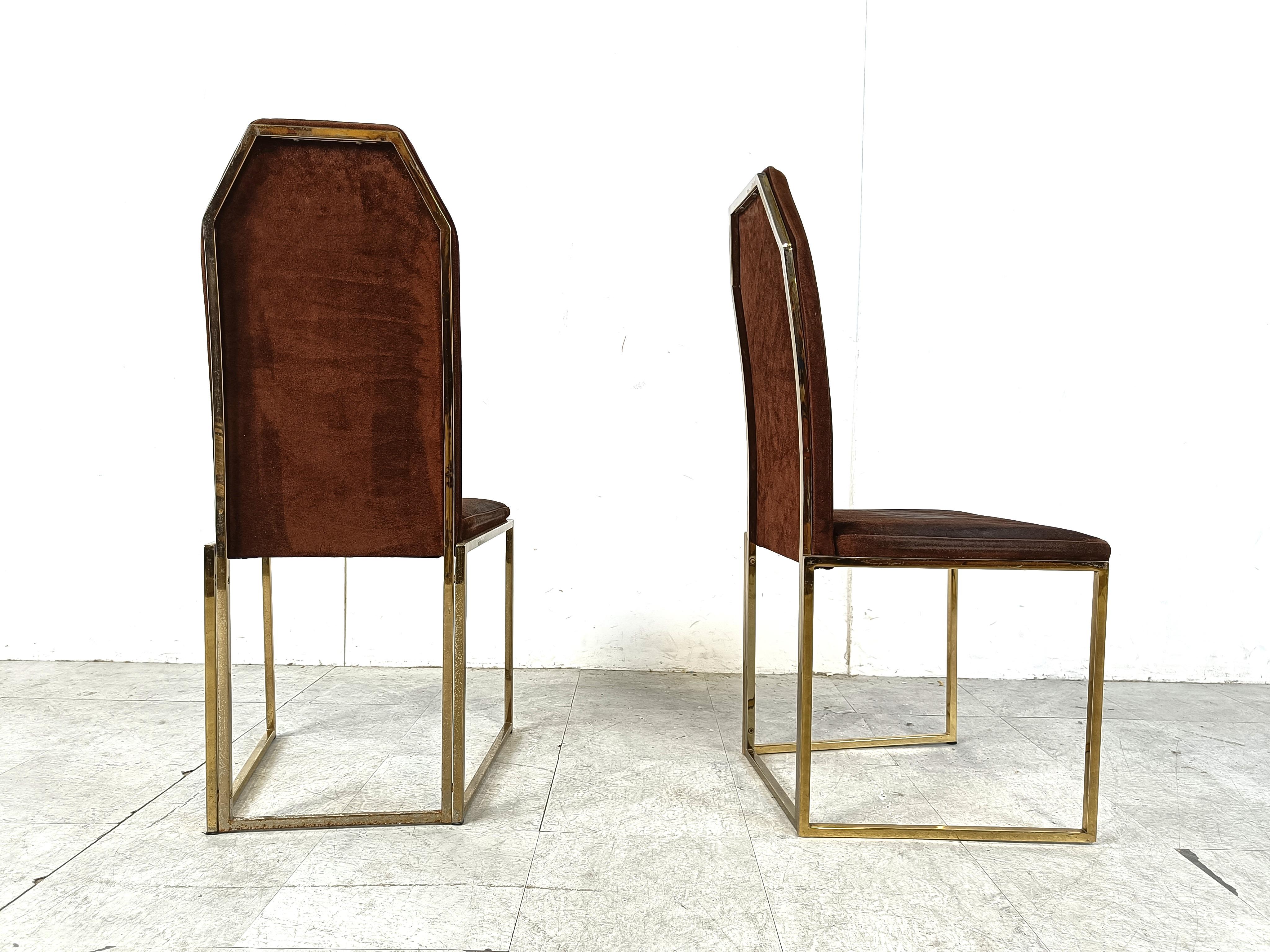 Vintage brass dining chairs by Belgo chrom, 1970s 5