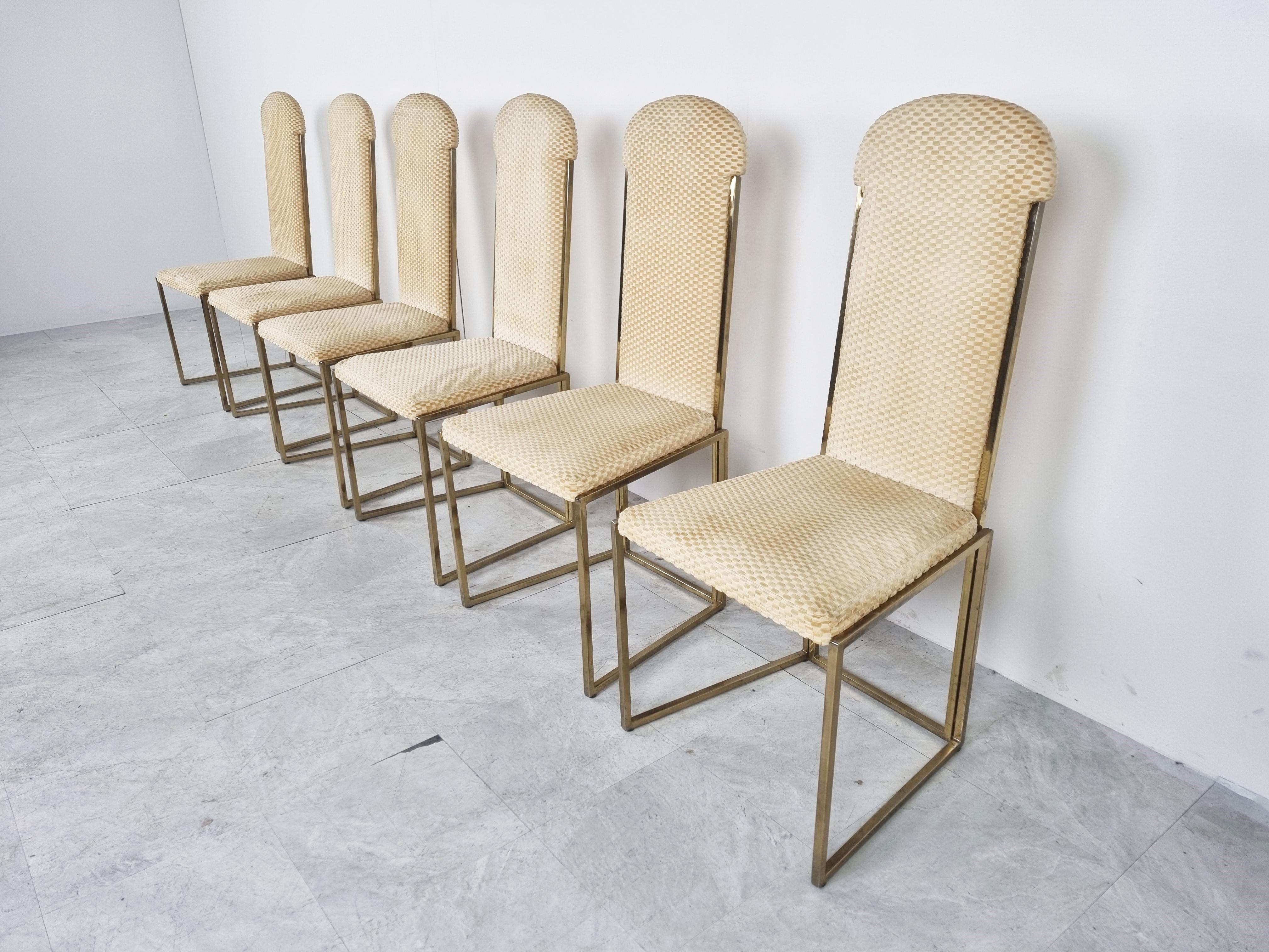 Hollywood Regency Vintage Brass Dining Chairs by Belgochrom, 1970s