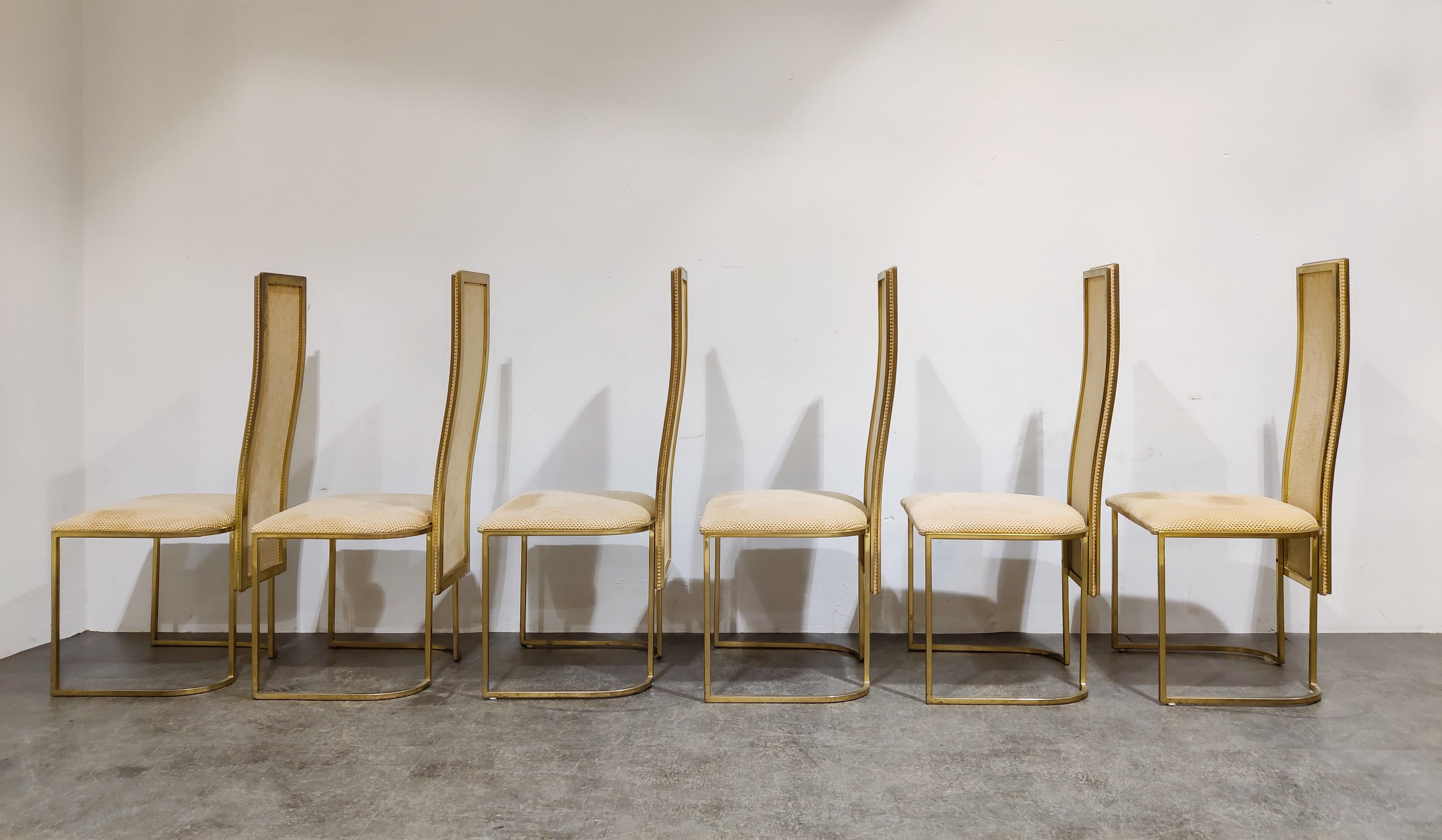 Belgian Vintage Brass Dining Chairs by Belgo Chrom, 1970s 