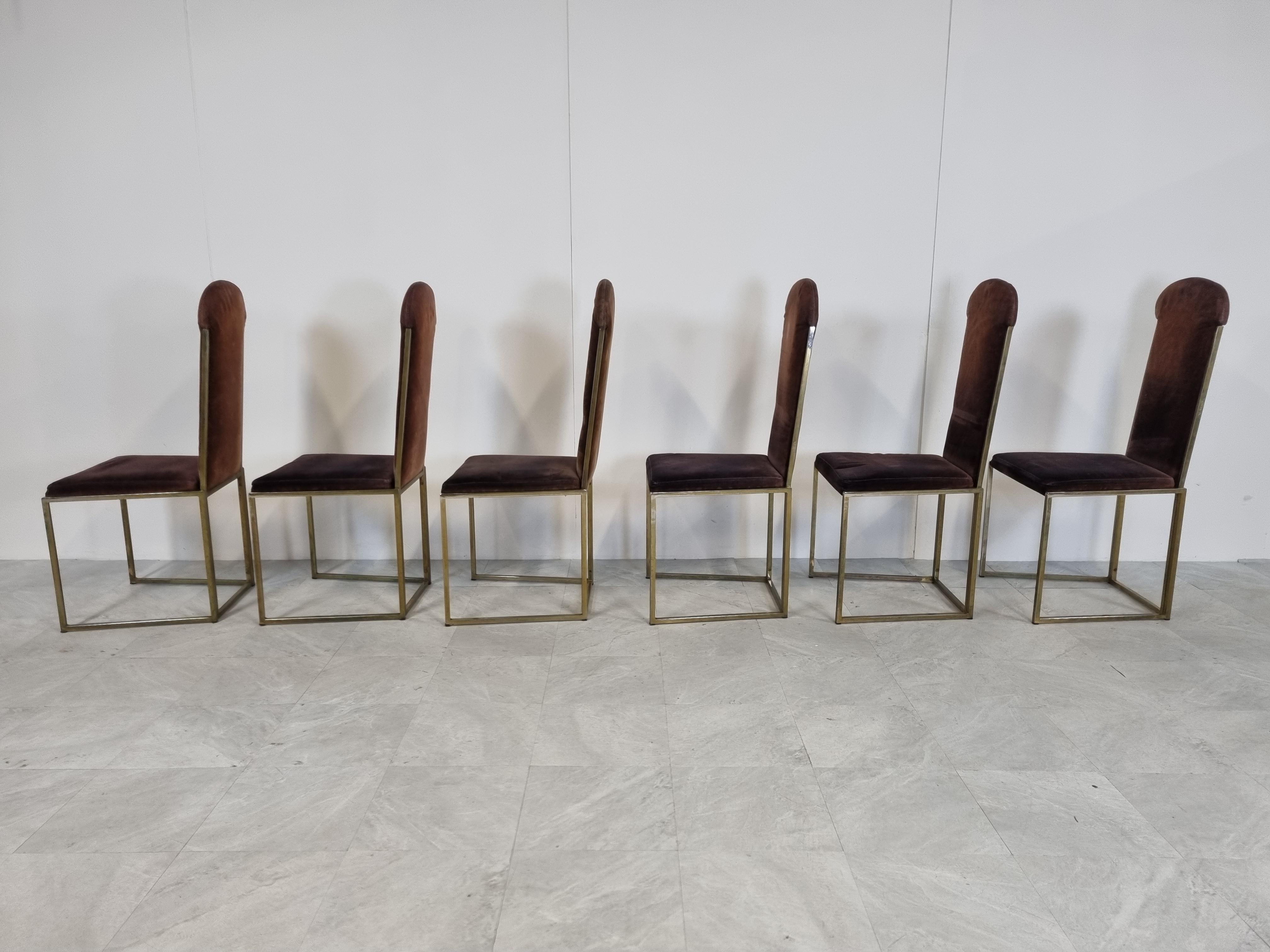 Belgian Vintage Brass Dining Chairs by Belgo Chrom, 1970s 