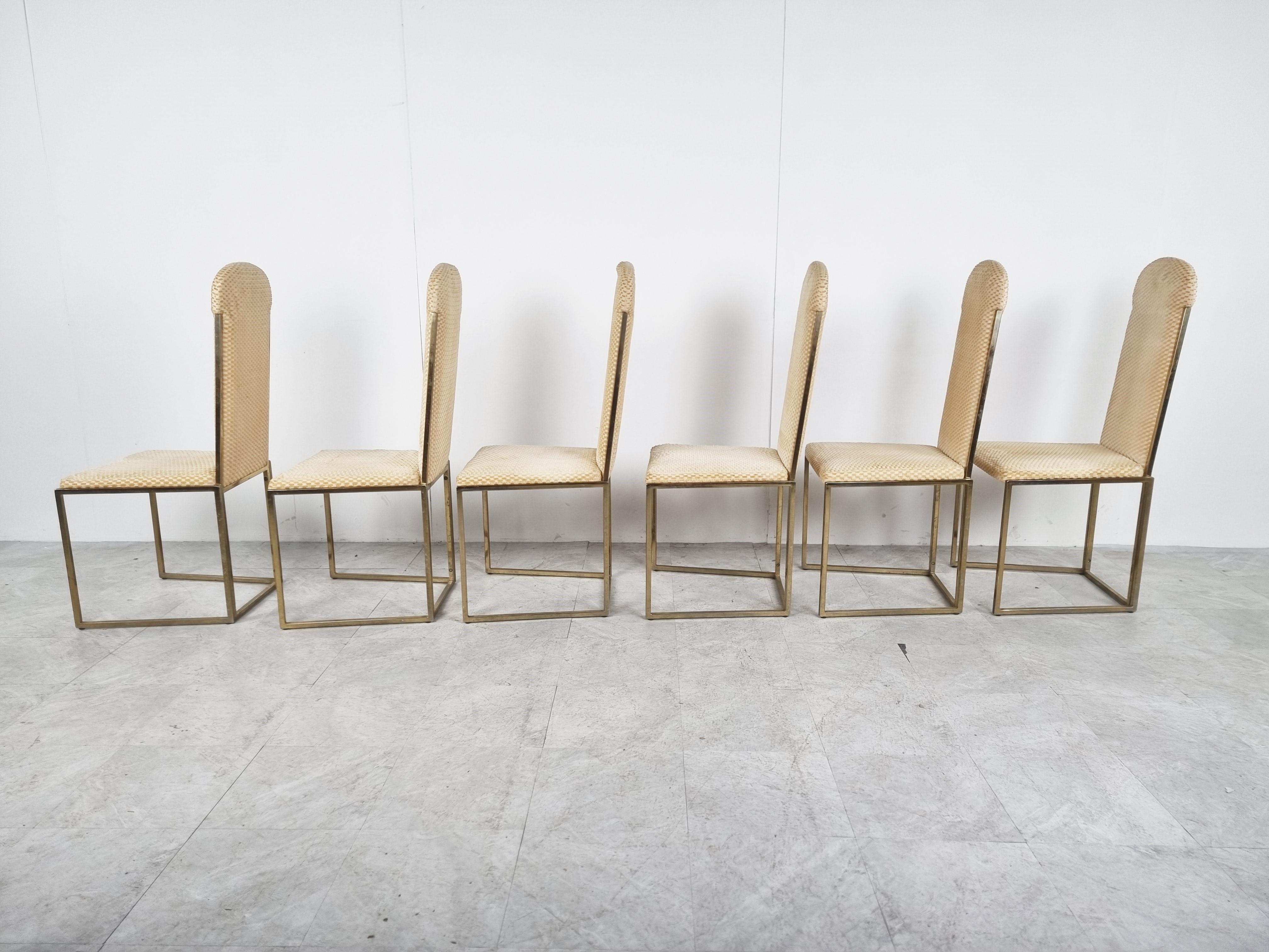 Belgian Vintage Brass Dining Chairs by Belgochrom, 1970s