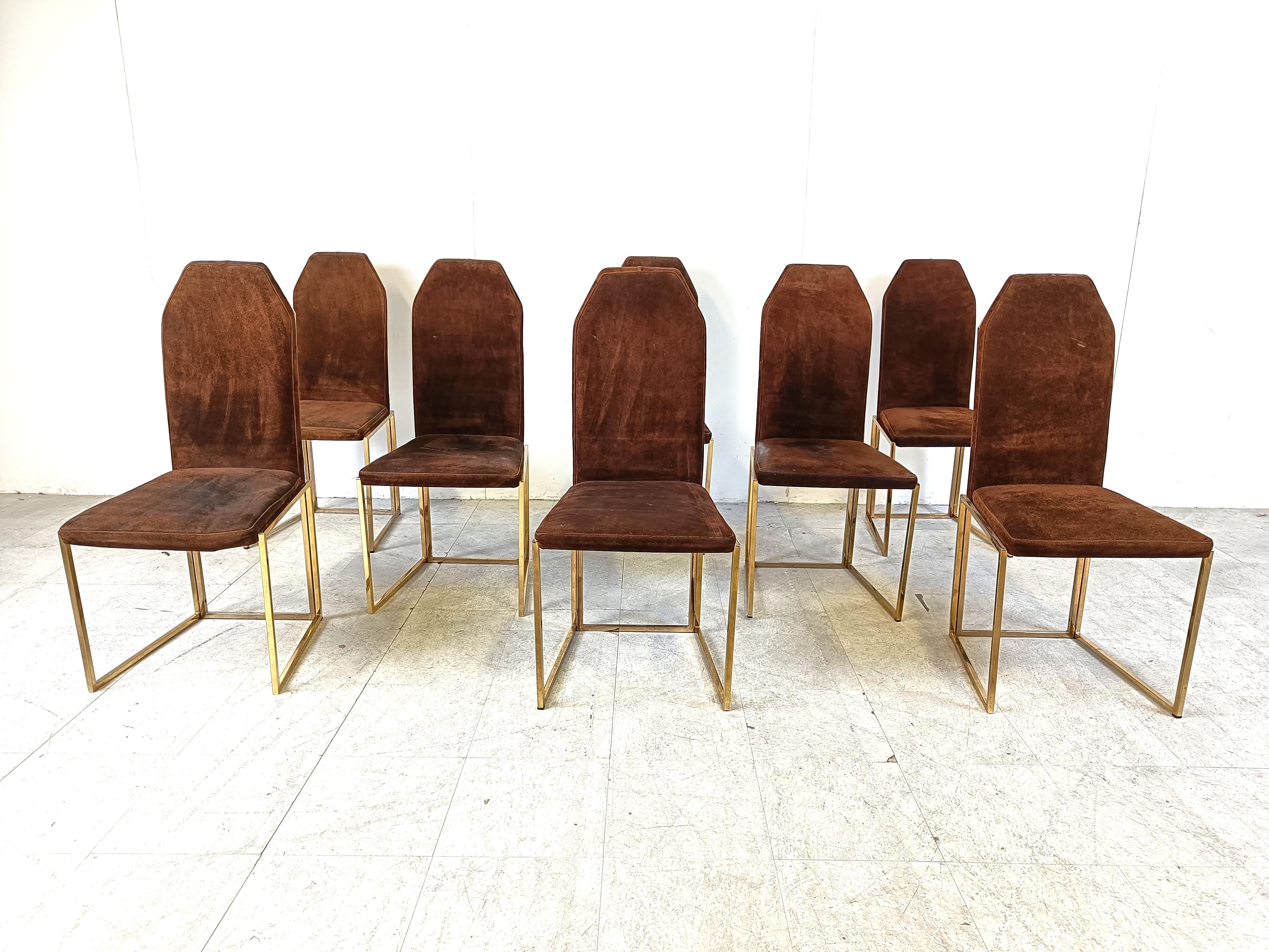 Belgian Vintage brass dining chairs by Belgo chrom, 1970s