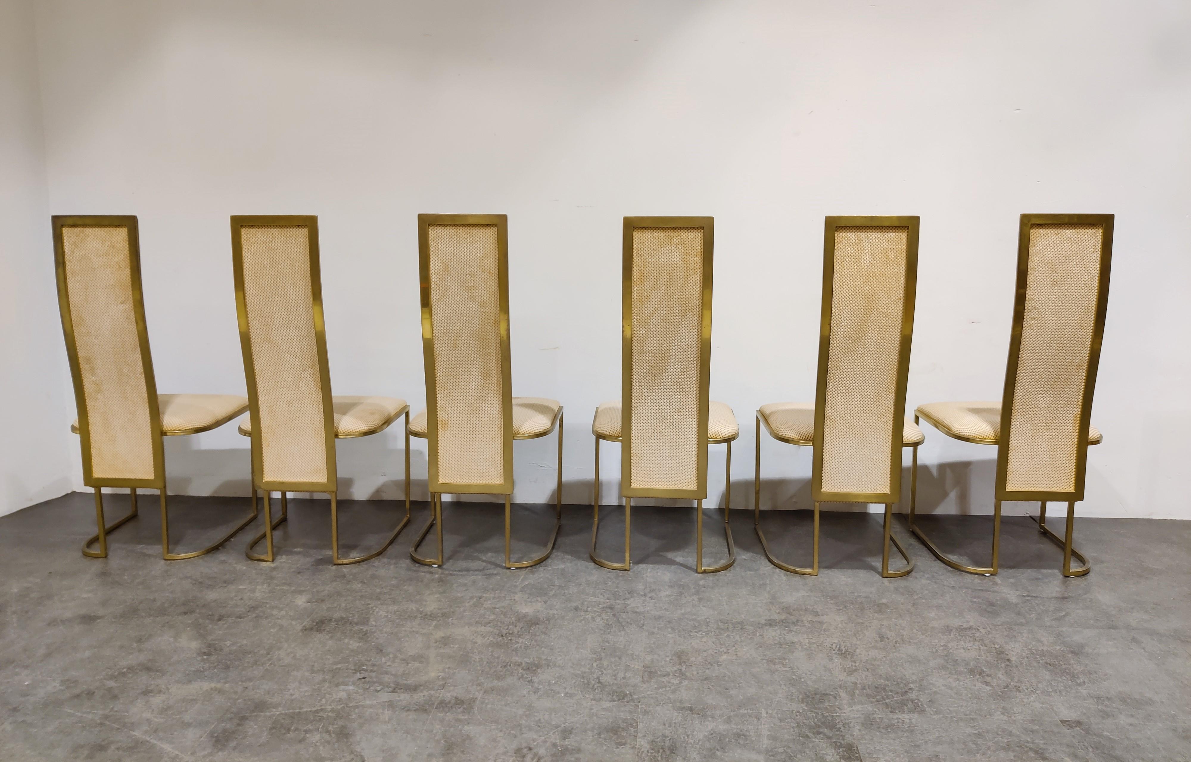 Vintage Brass Dining Chairs by Belgo Chrom, 1970s  In Good Condition In HEVERLEE, BE