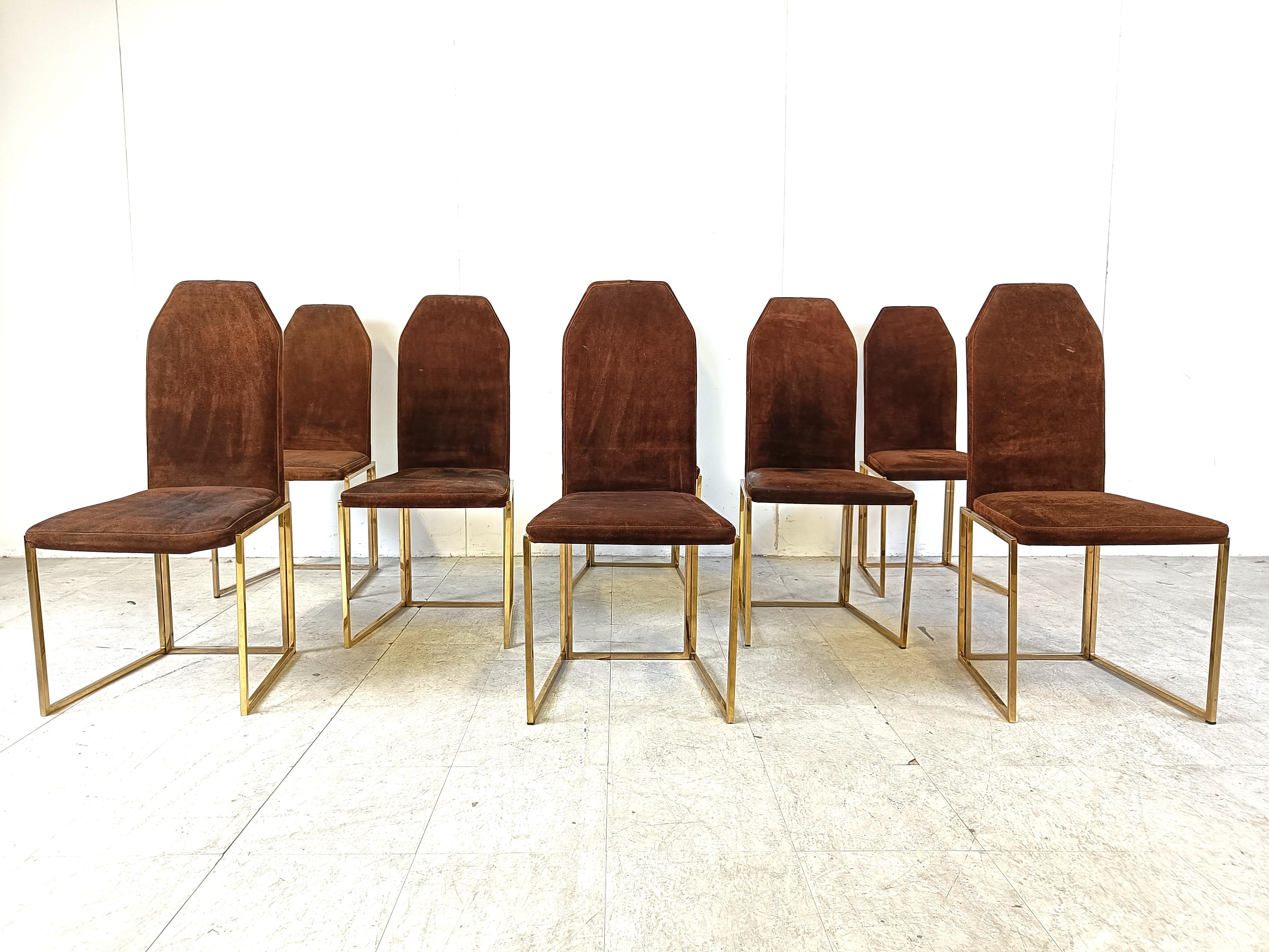 Vintage brass dining chairs by Belgo chrom, 1970s In Good Condition In Leuven, Vlaams Gewest