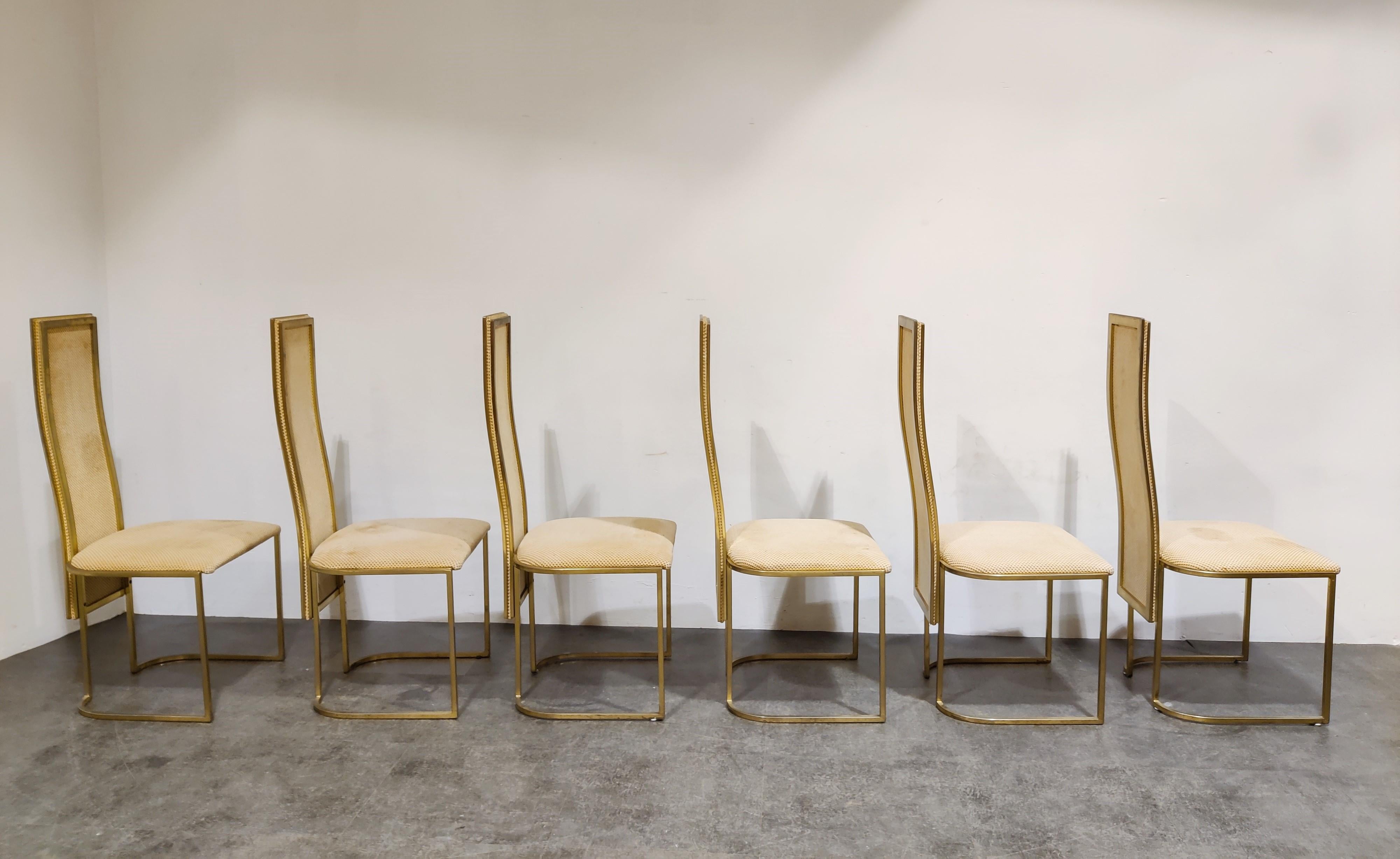 Late 20th Century Vintage Brass Dining Chairs by Belgo Chrom, 1970s 