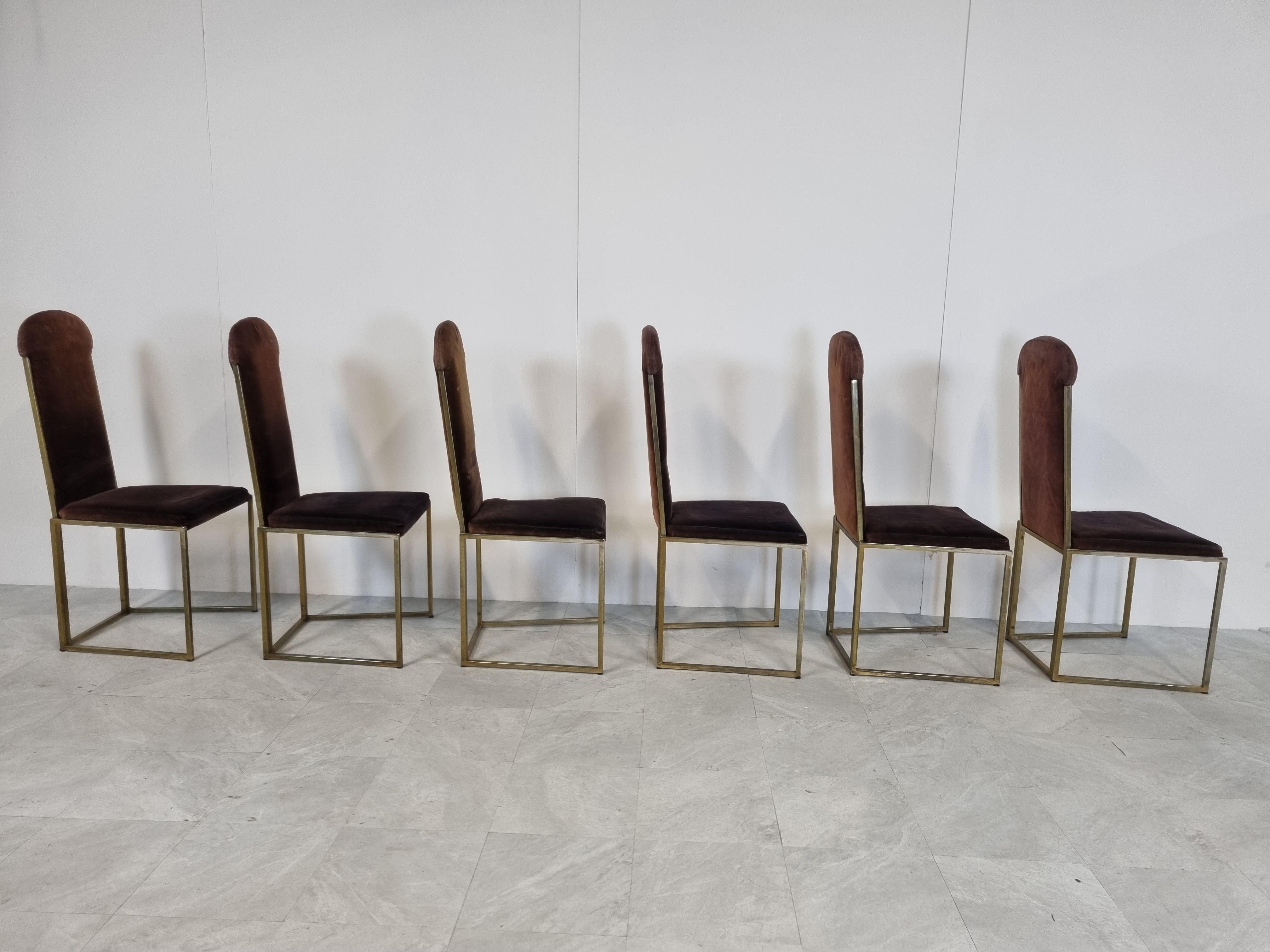 Vintage Brass Dining Chairs by Belgo Chrom, 1970s  1