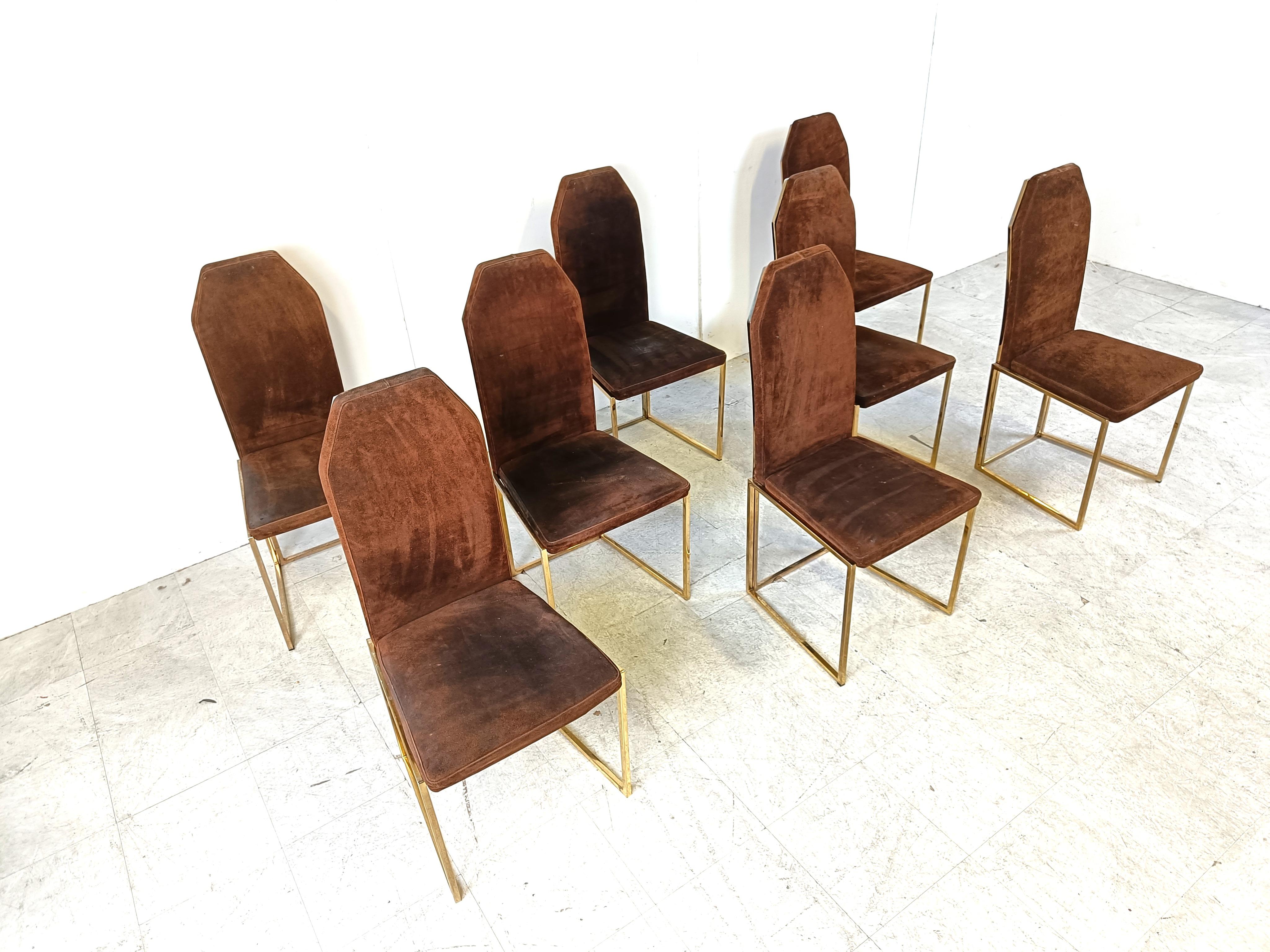 Brass Vintage brass dining chairs by Belgo chrom, 1970s