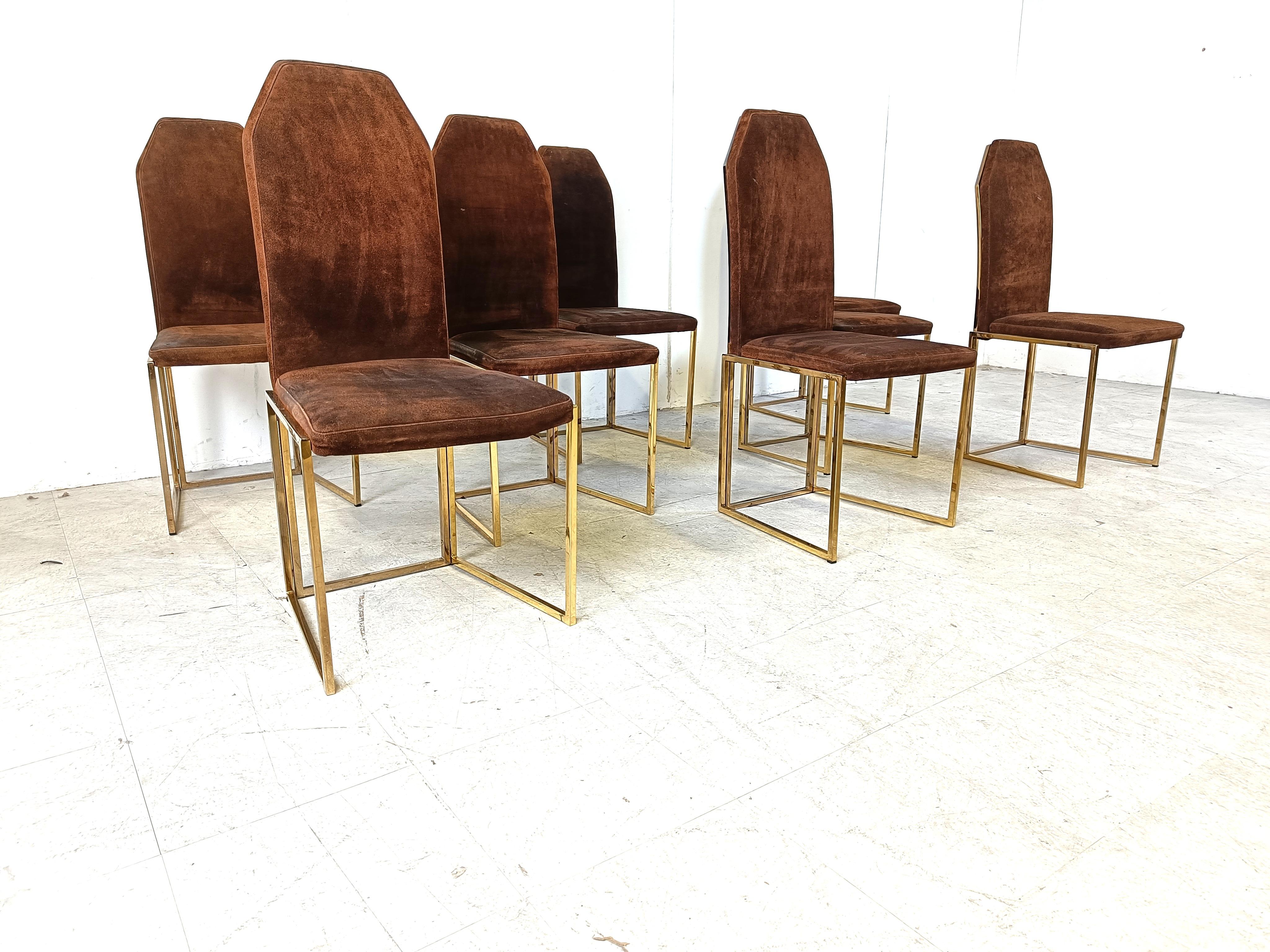 Vintage brass dining chairs by Belgo chrom, 1970s 1