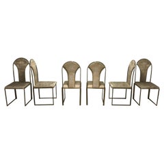 Vintage Brass Dining Chairs by Belgo Chrome, 1970s, Set of Six