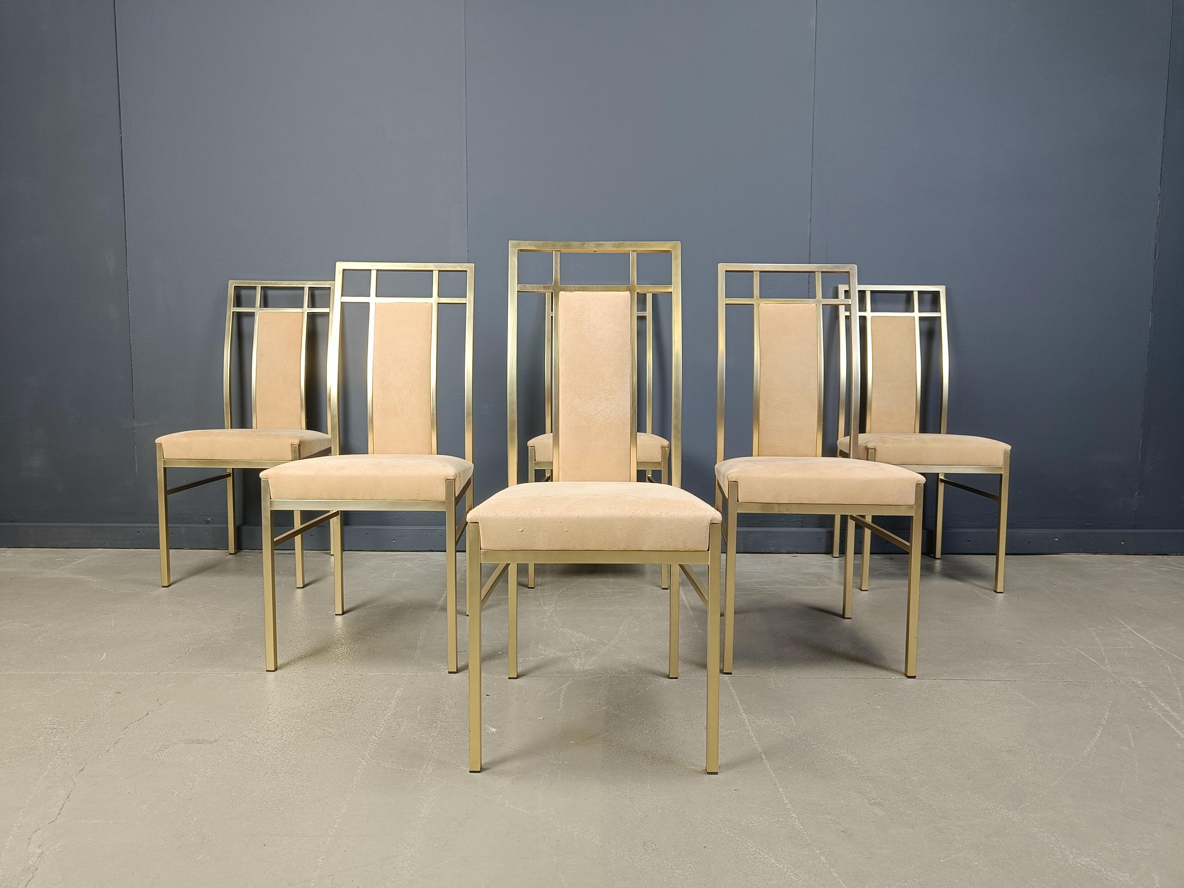 Chaises de salle à manger vintage en laiton par Belgochrom, 1970 en vente 3