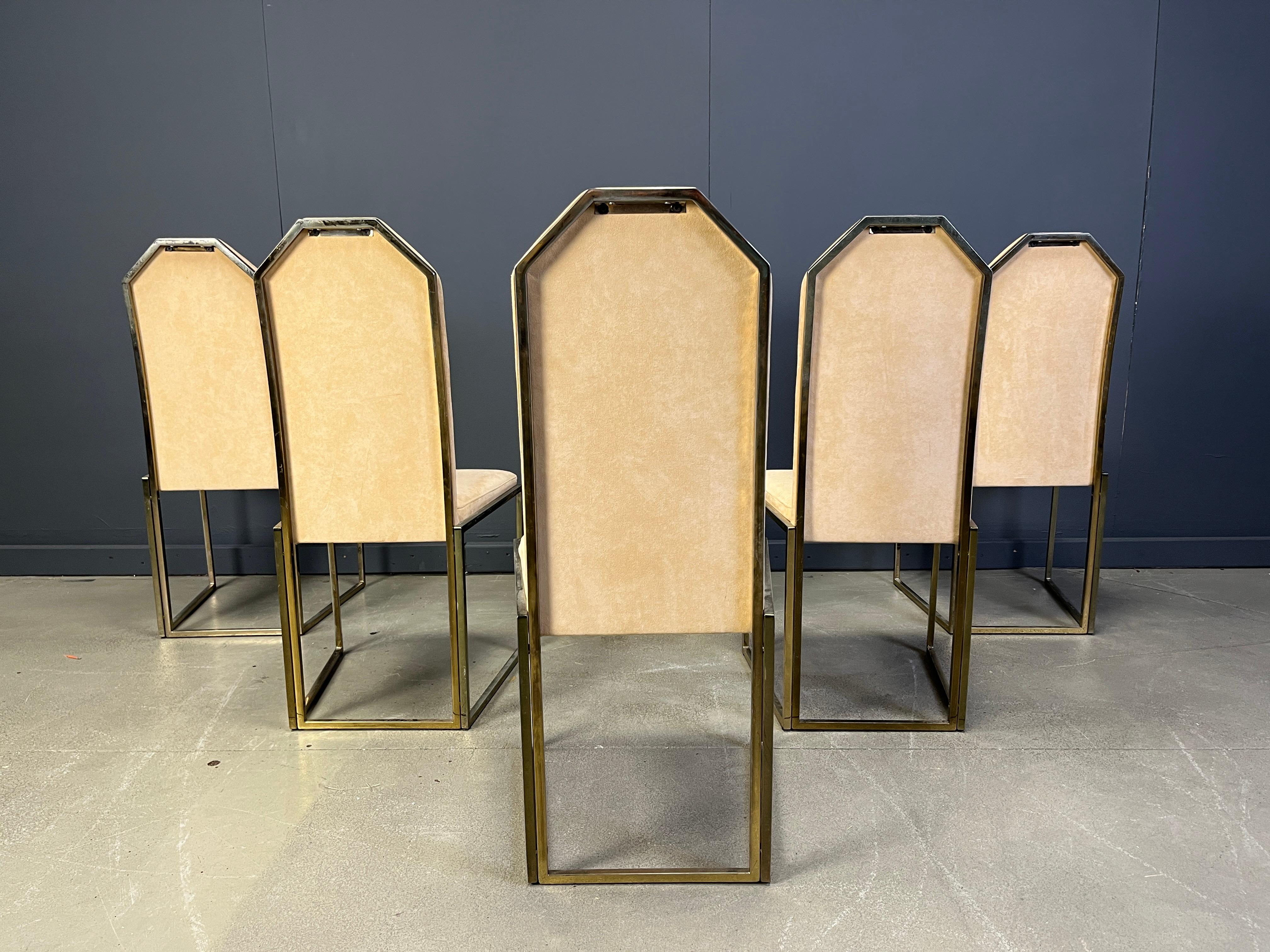 Chaises de salle à manger vintage en laiton par Belgochrom, 1970 en vente 3