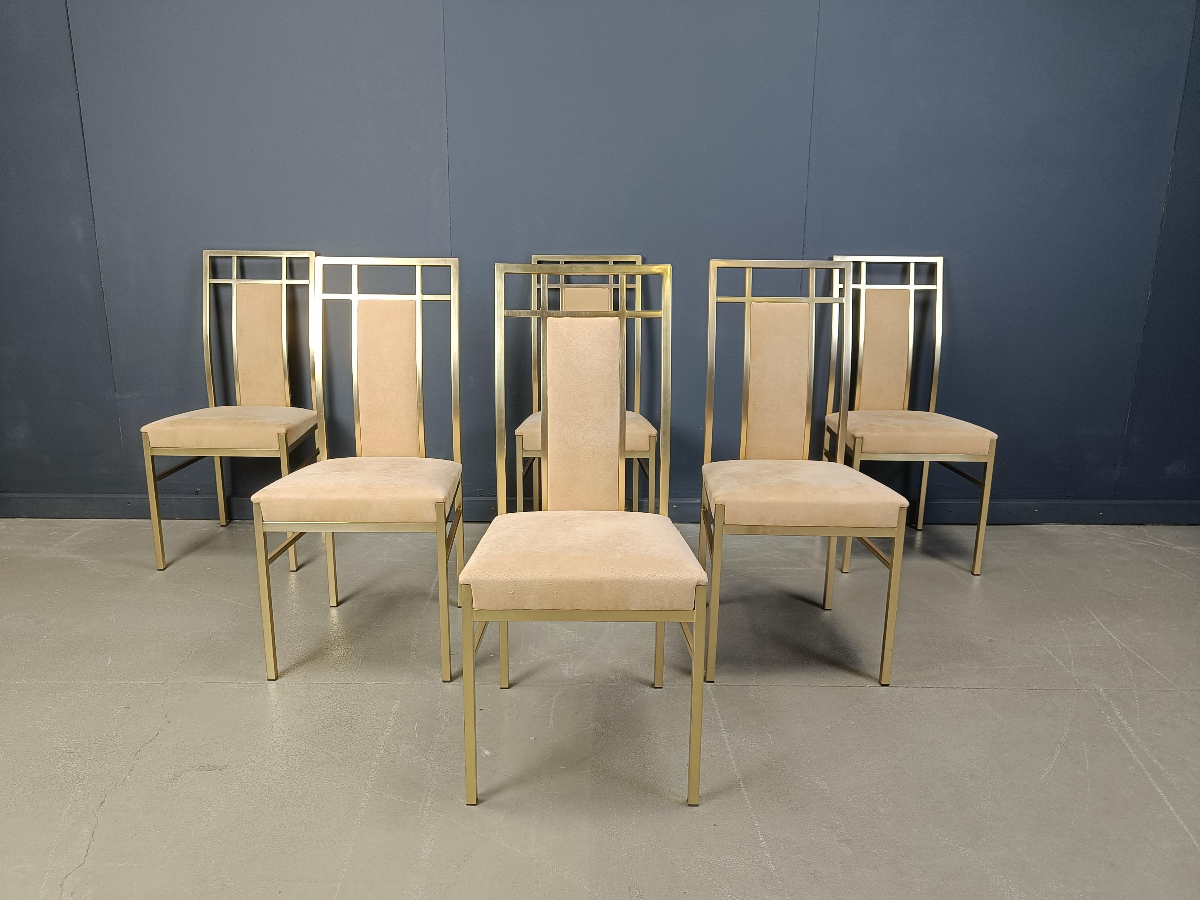 Chaises de salle à manger vintage en laiton par Belgochrom, 1970 en vente 4