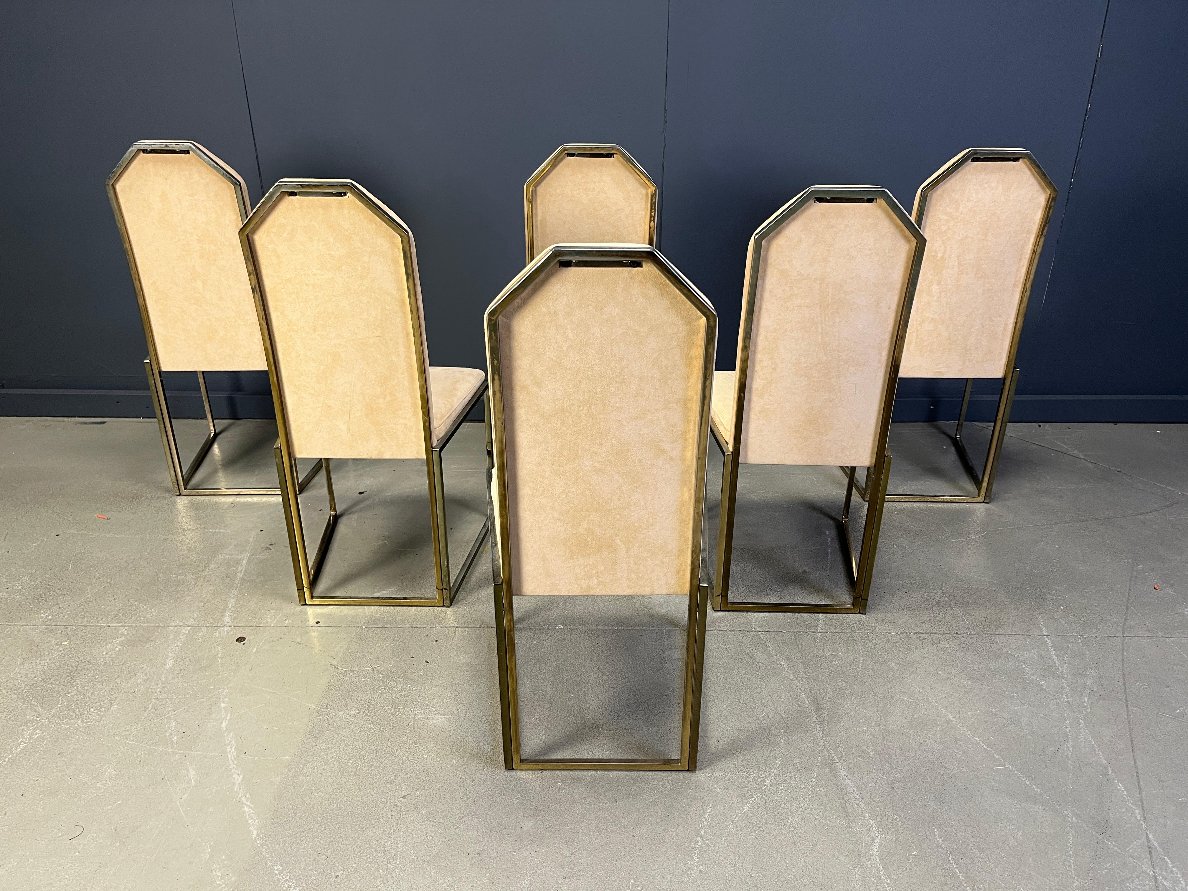 Chaises de salle à manger vintage en laiton par Belgochrom, 1970 en vente 4