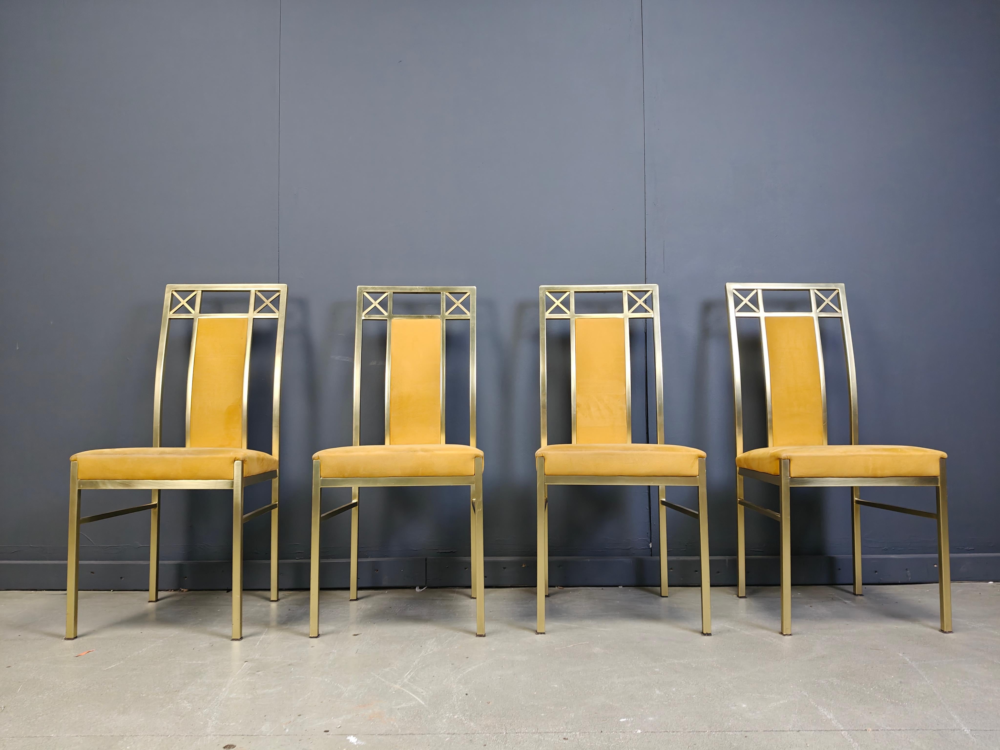 Esszimmerstühle aus Messing von Belgochrom, 1970er Jahre im Angebot 5