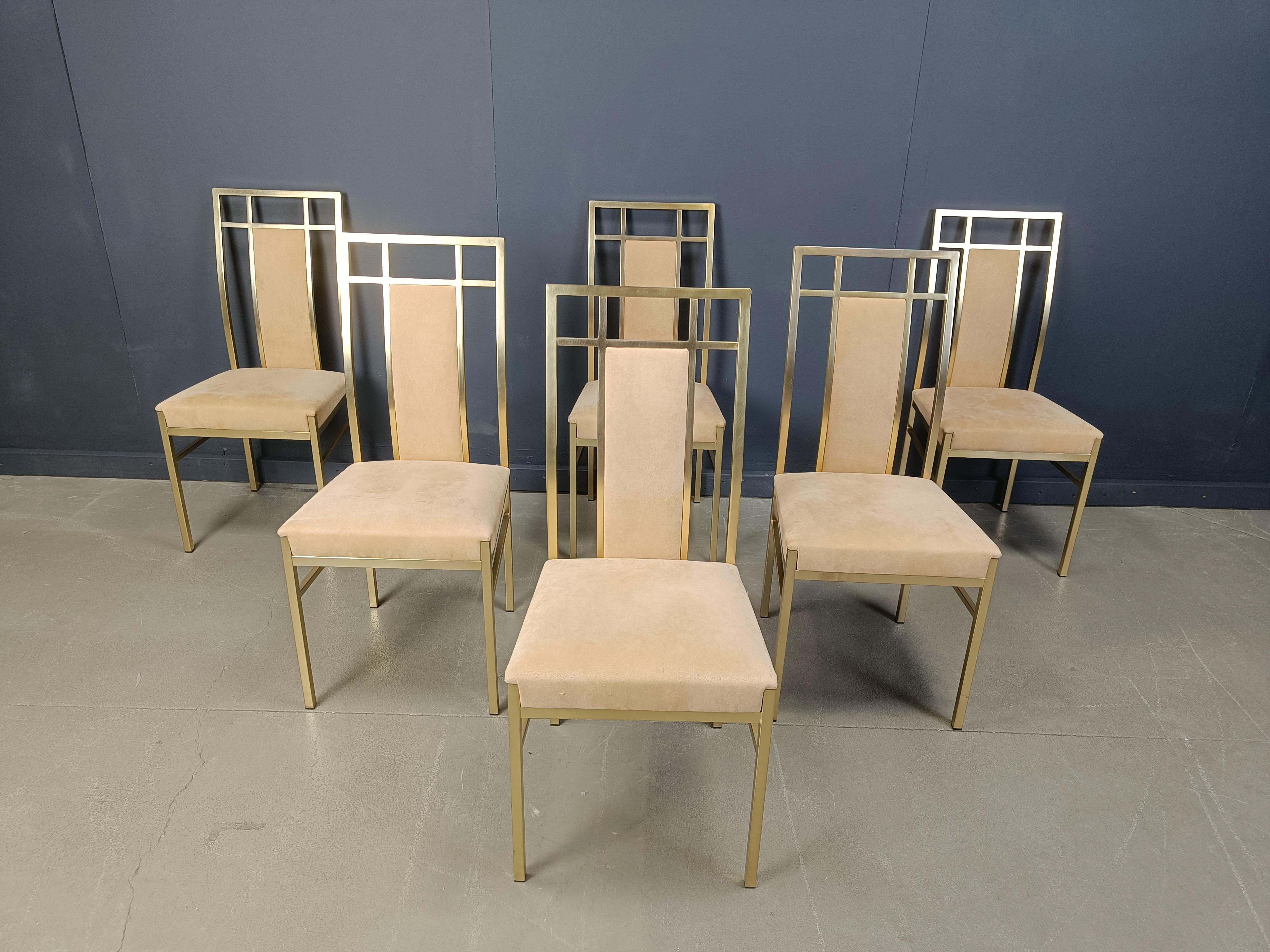 Chaises de salle à manger vintage en laiton par Belgochrom, 1970 en vente 5