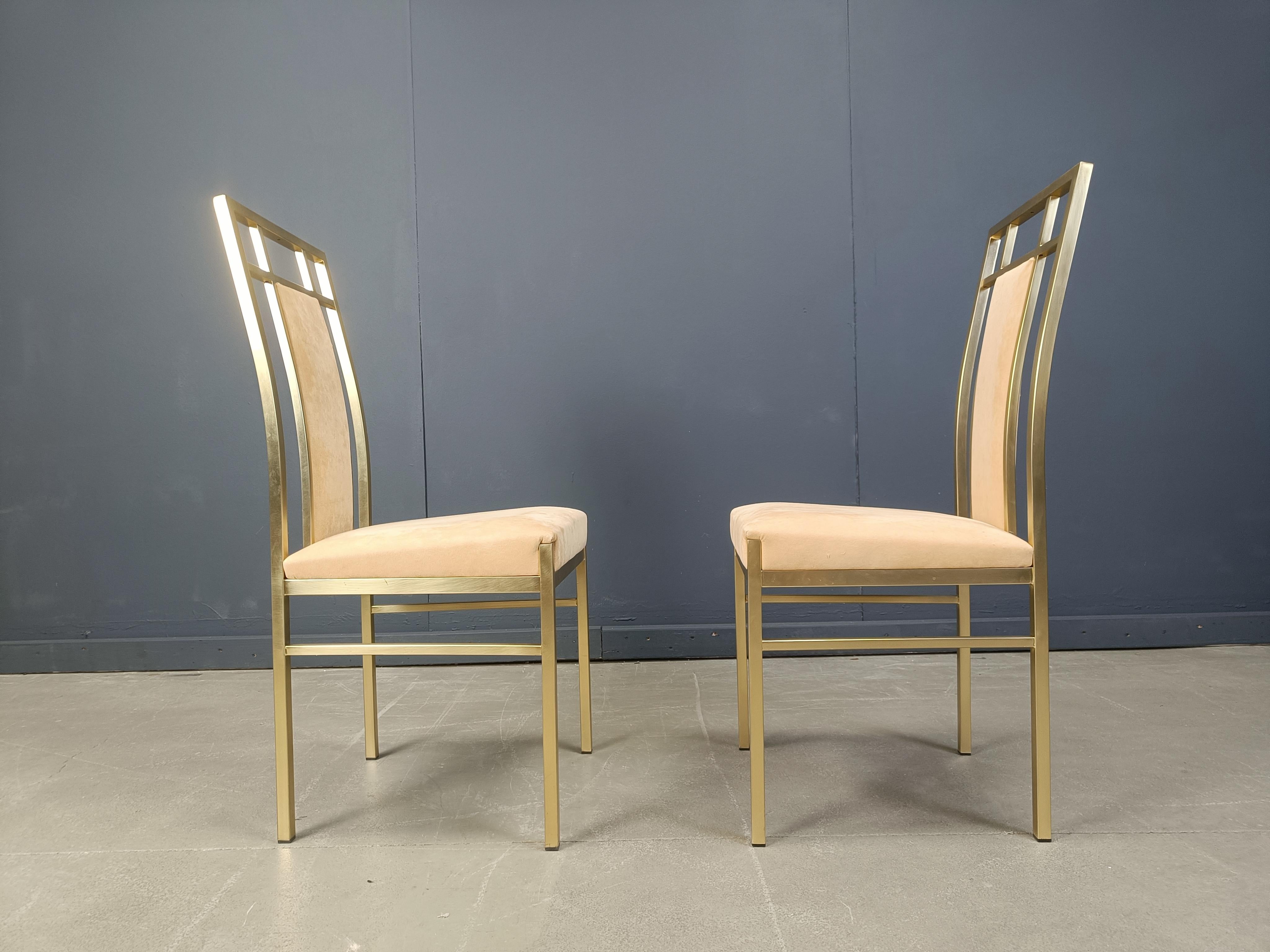 Belge Chaises de salle à manger vintage en laiton par Belgochrom, 1970 en vente