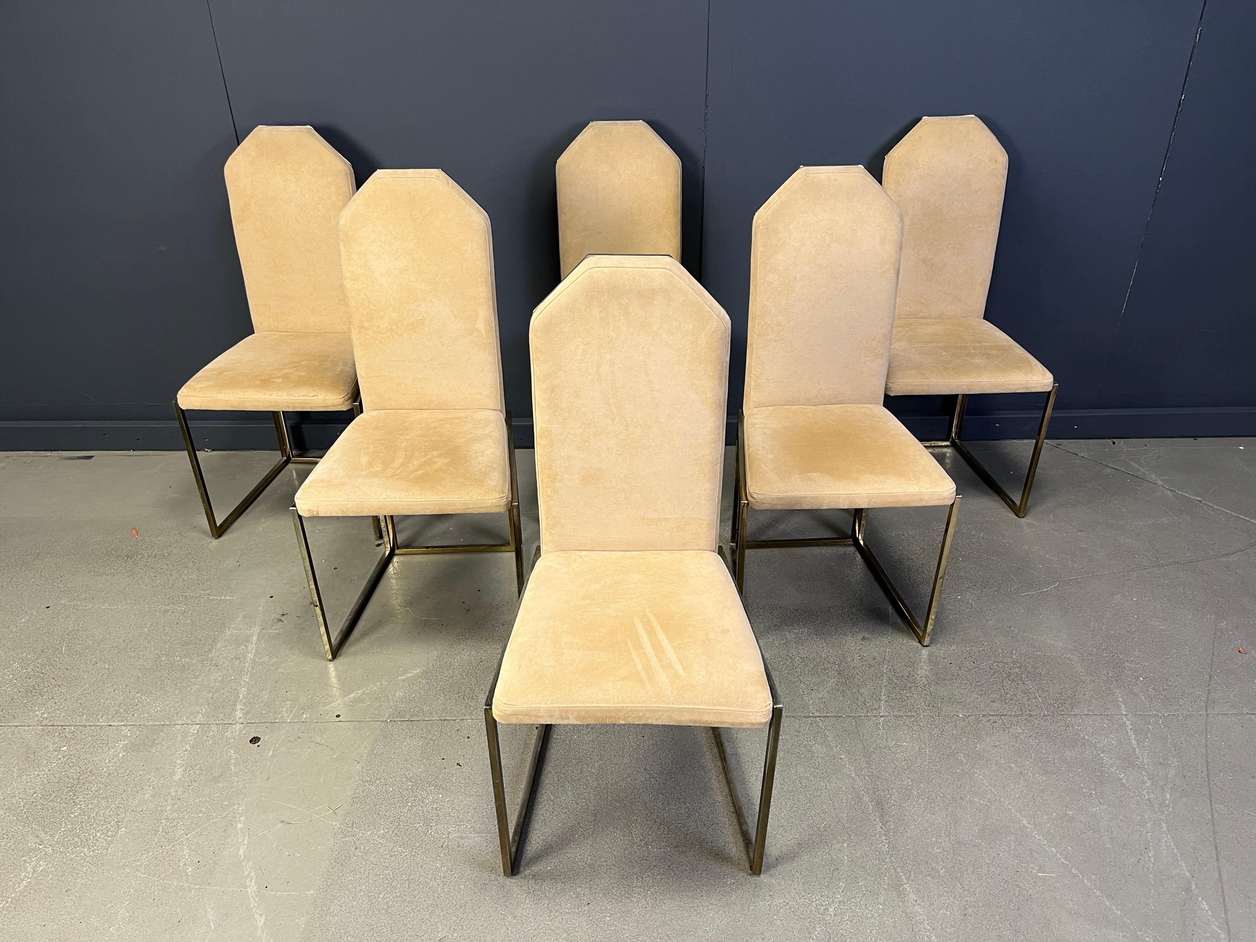 Belge Chaises de salle à manger vintage en laiton par Belgochrom, 1970 en vente