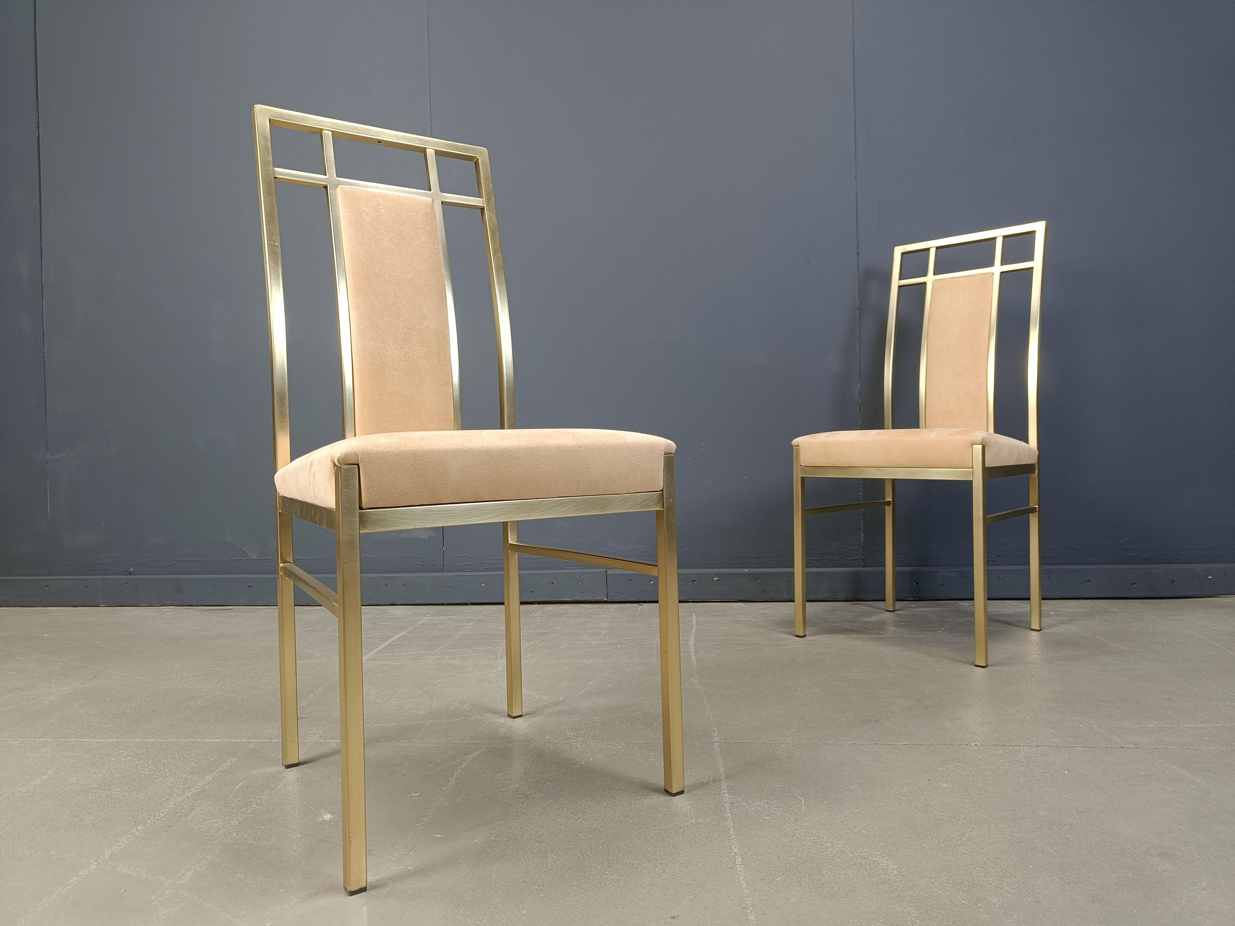Chaises de salle à manger vintage en laiton par Belgochrom, 1970 Bon état - En vente à Leuven, Vlaams Gewest