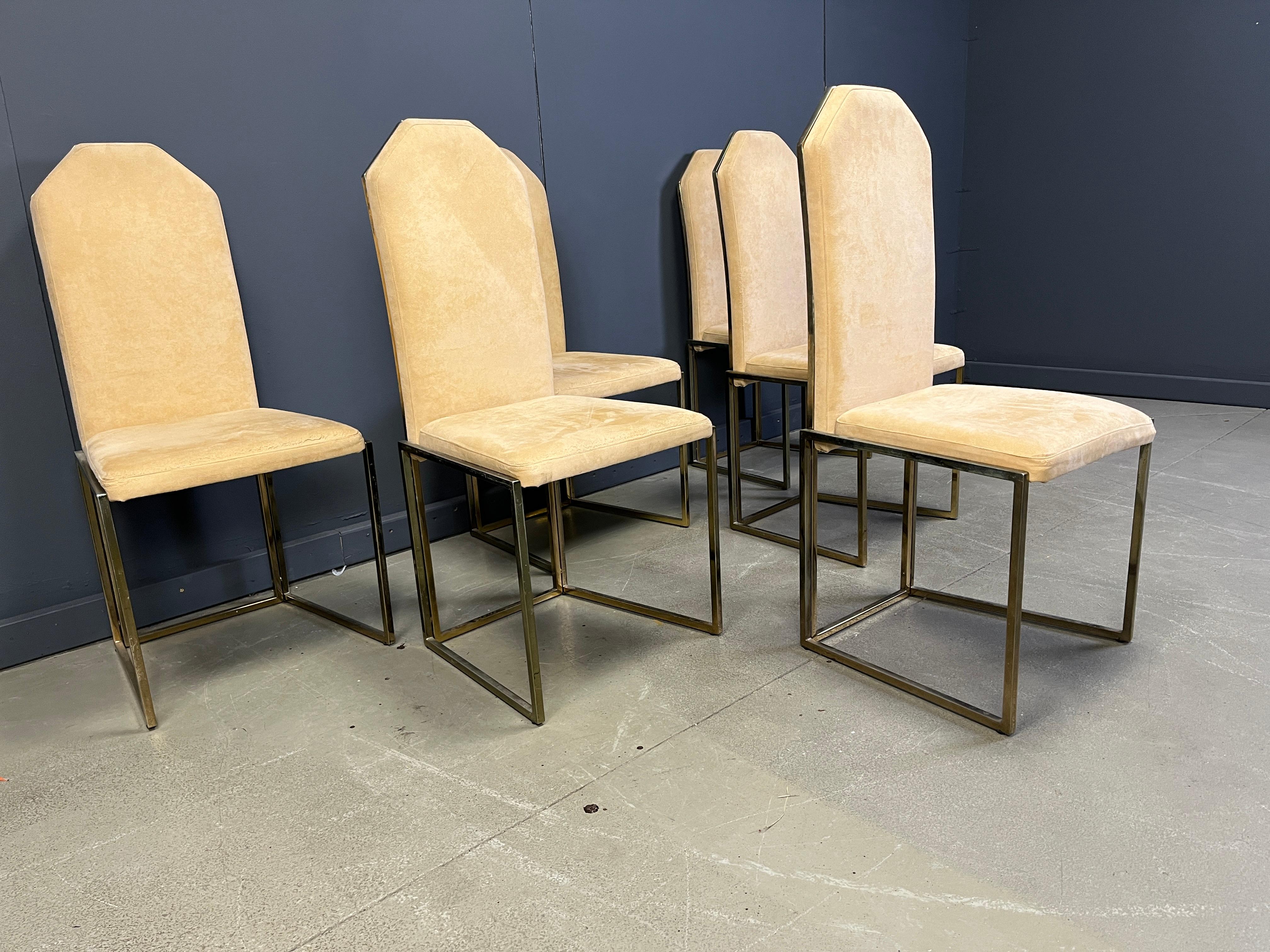 Chaises de salle à manger vintage en laiton par Belgochrom, 1970 Bon état - En vente à Leuven, Vlaams Gewest