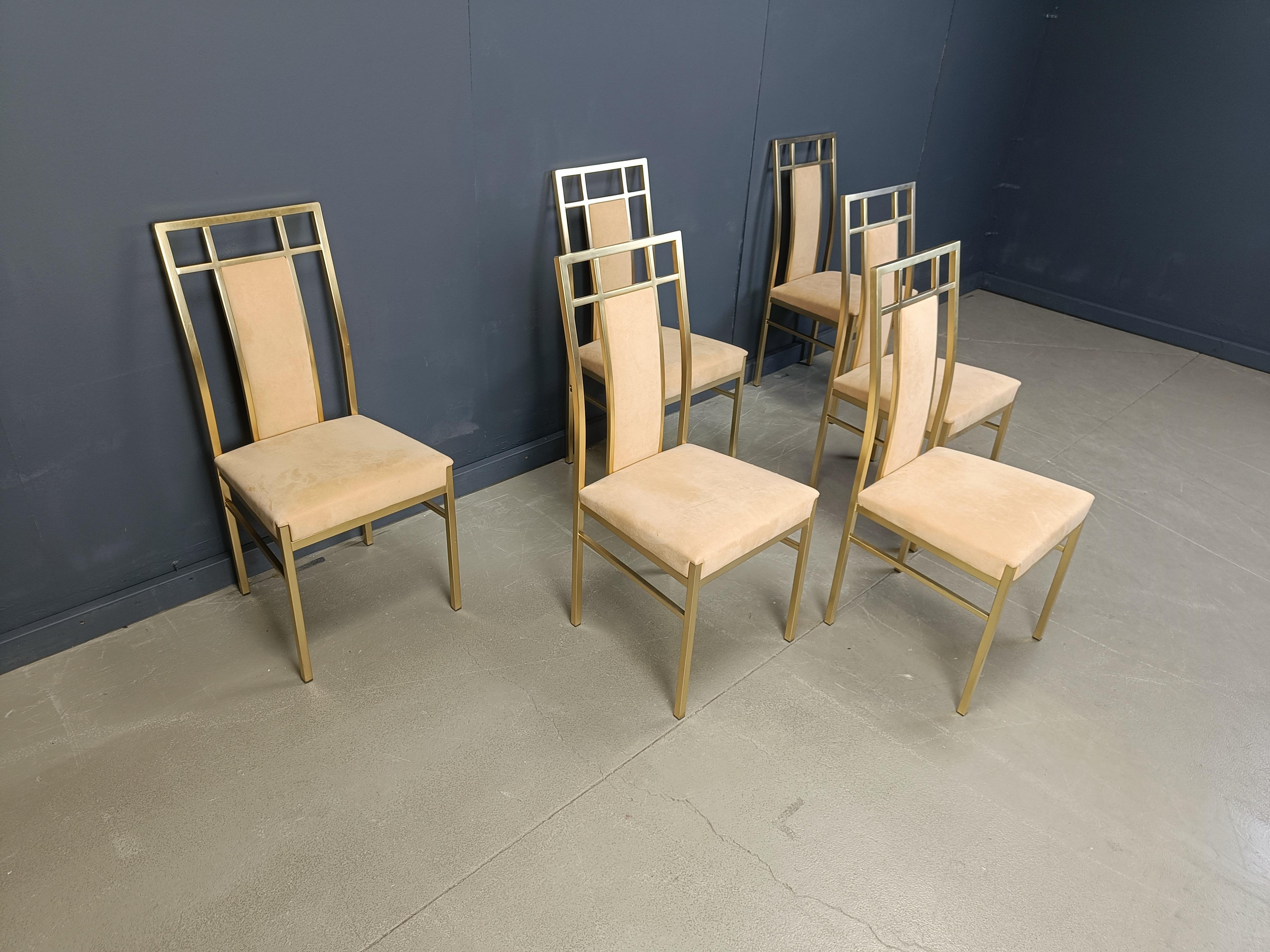 Fin du 20e siècle Chaises de salle à manger vintage en laiton par Belgochrom, 1970 en vente