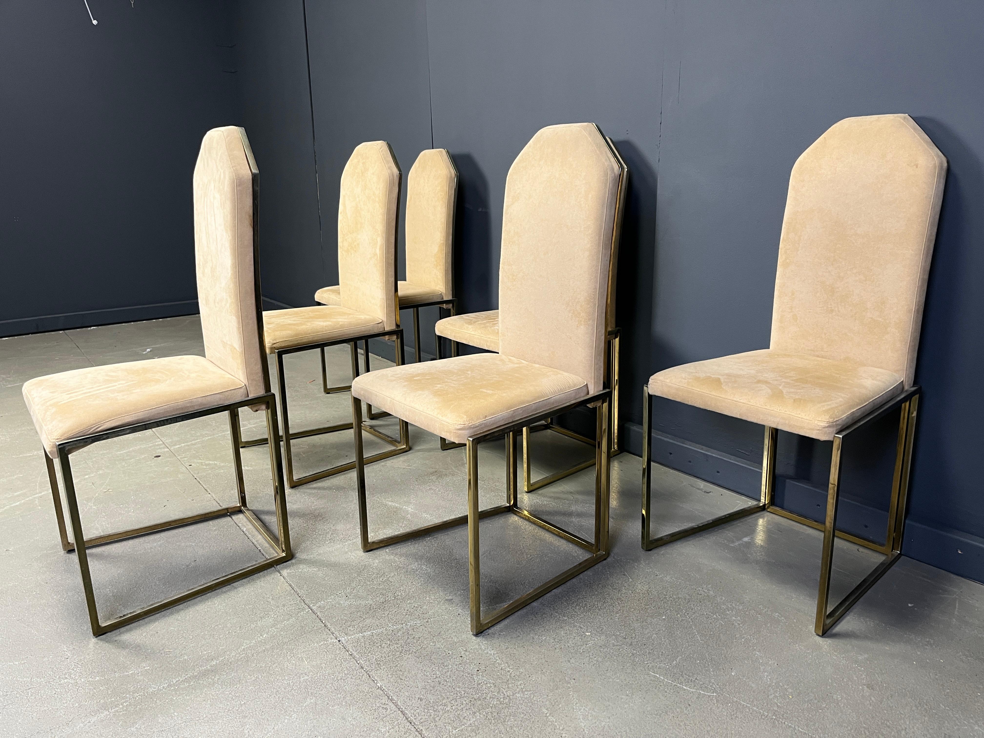 Fin du 20e siècle Chaises de salle à manger vintage en laiton par Belgochrom, 1970 en vente