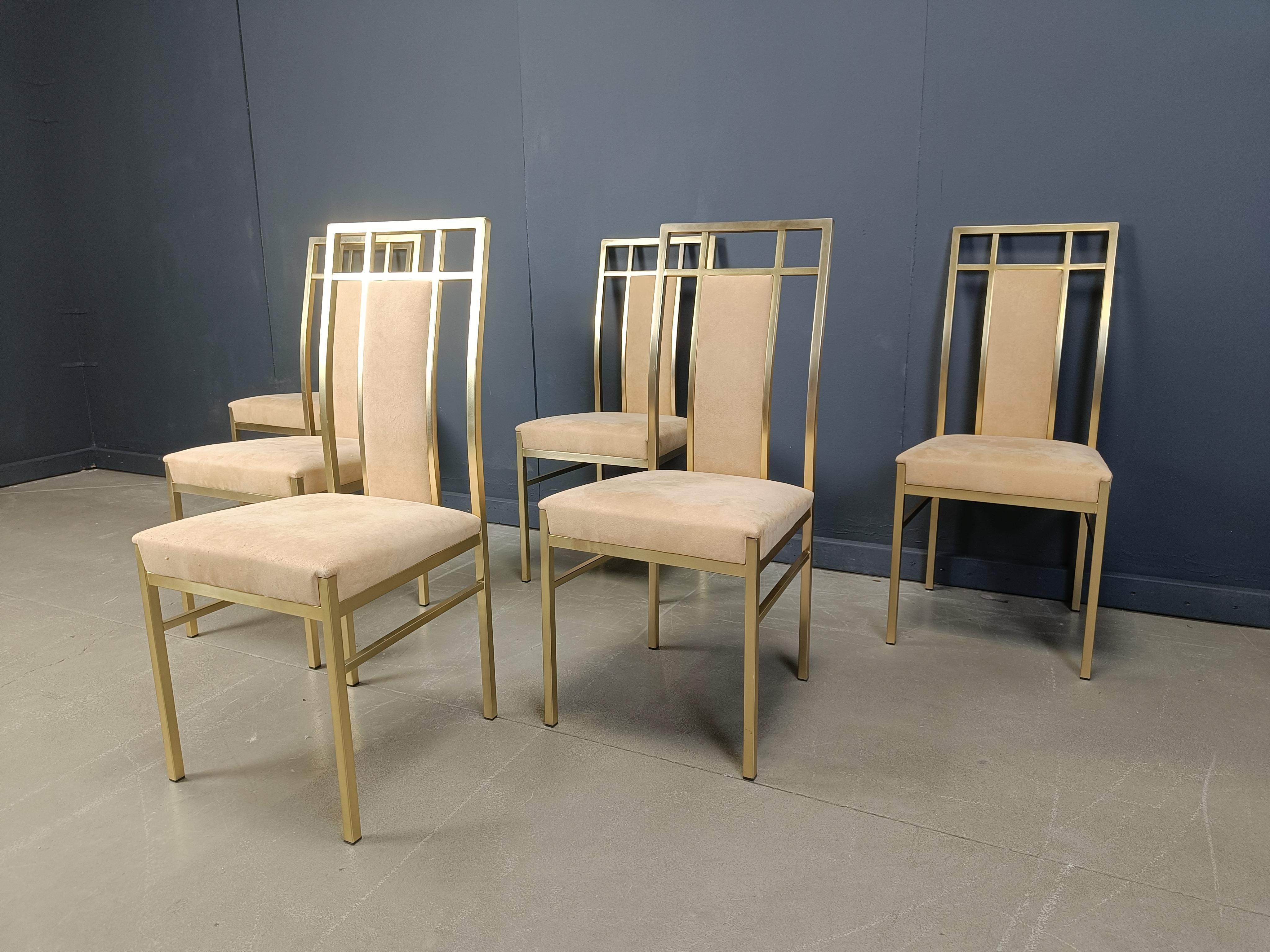 Laiton Chaises de salle à manger vintage en laiton par Belgochrom, 1970 en vente