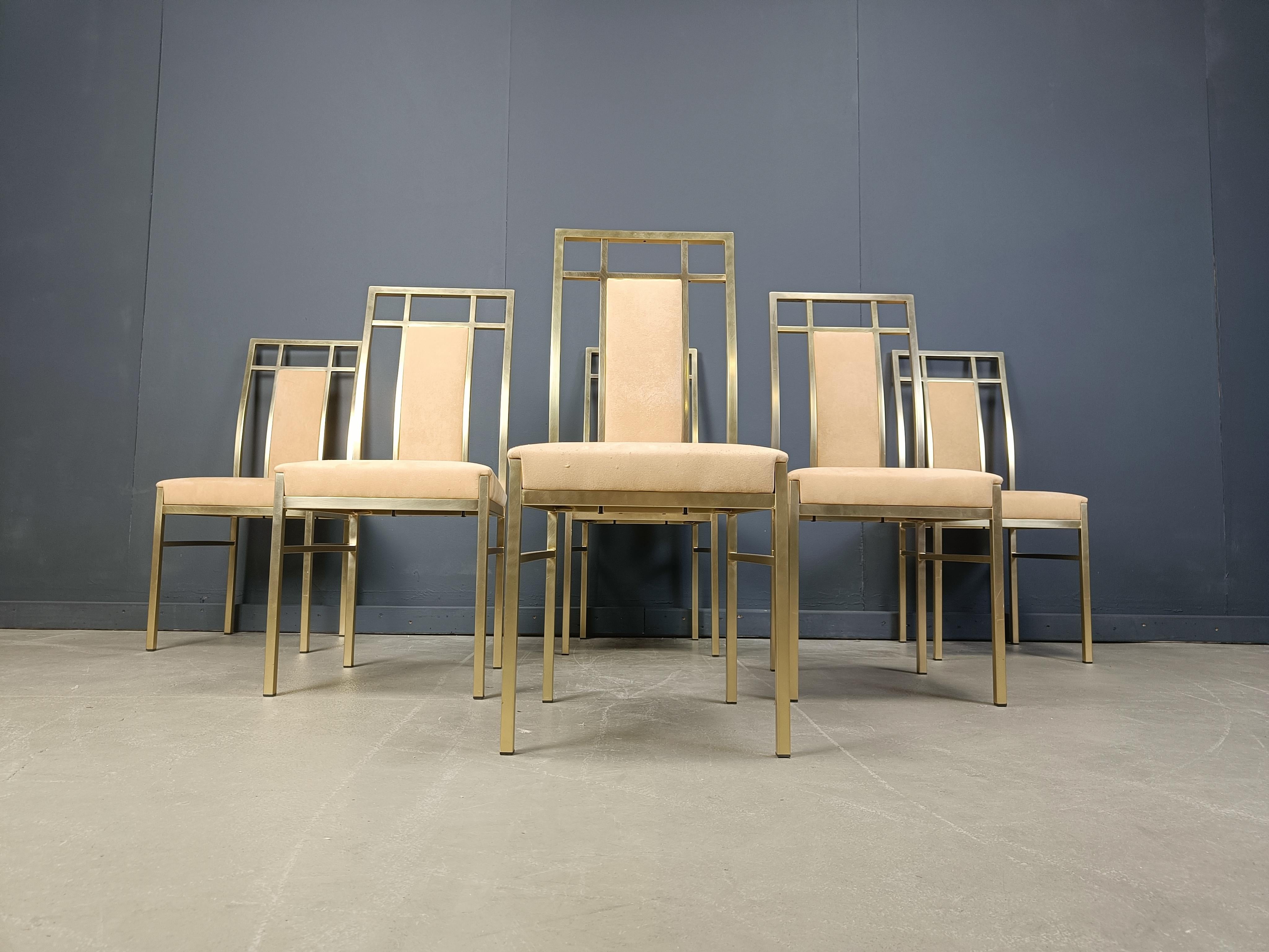 Chaises de salle à manger vintage en laiton par Belgochrom, 1970 en vente 1