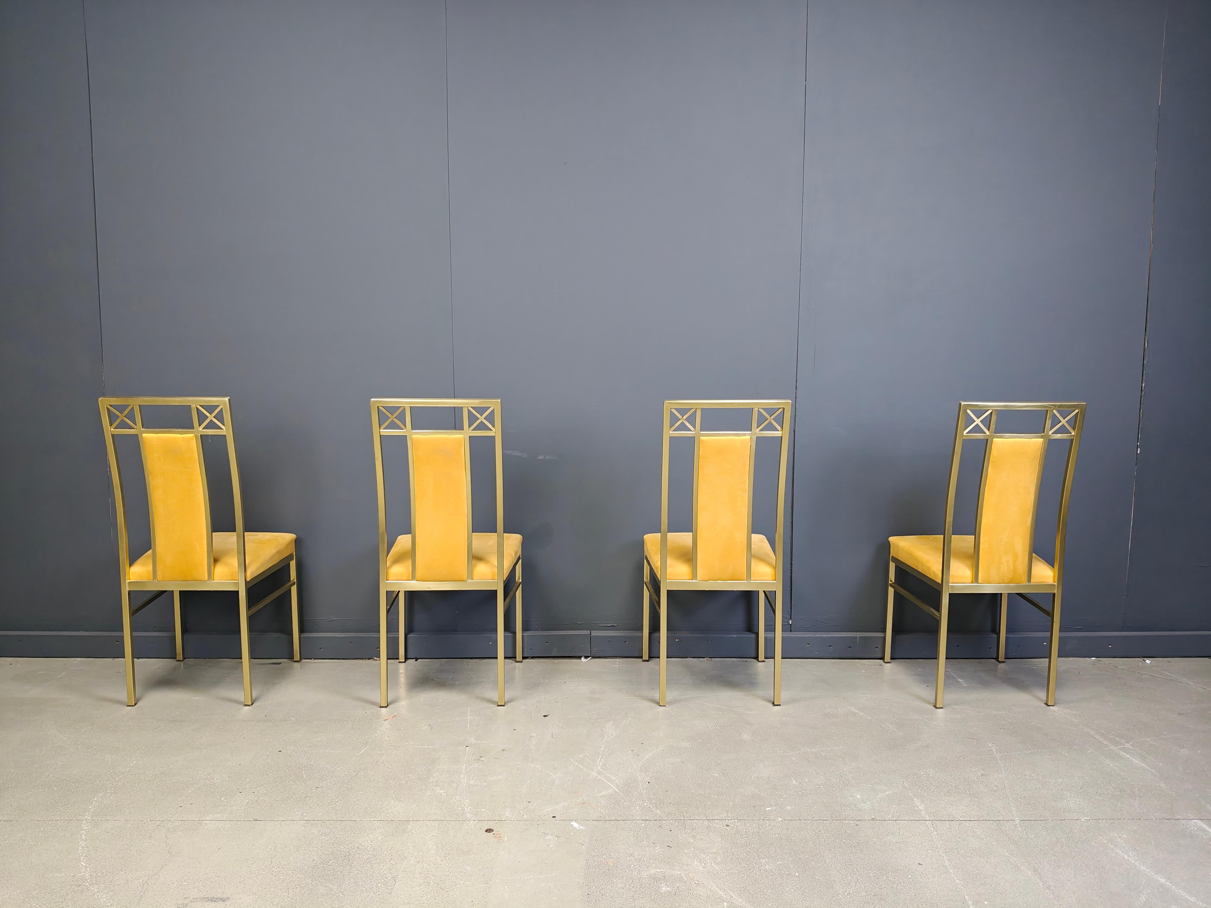 Esszimmerstühle aus Messing von Belgochrom, 1970er Jahre im Angebot 2