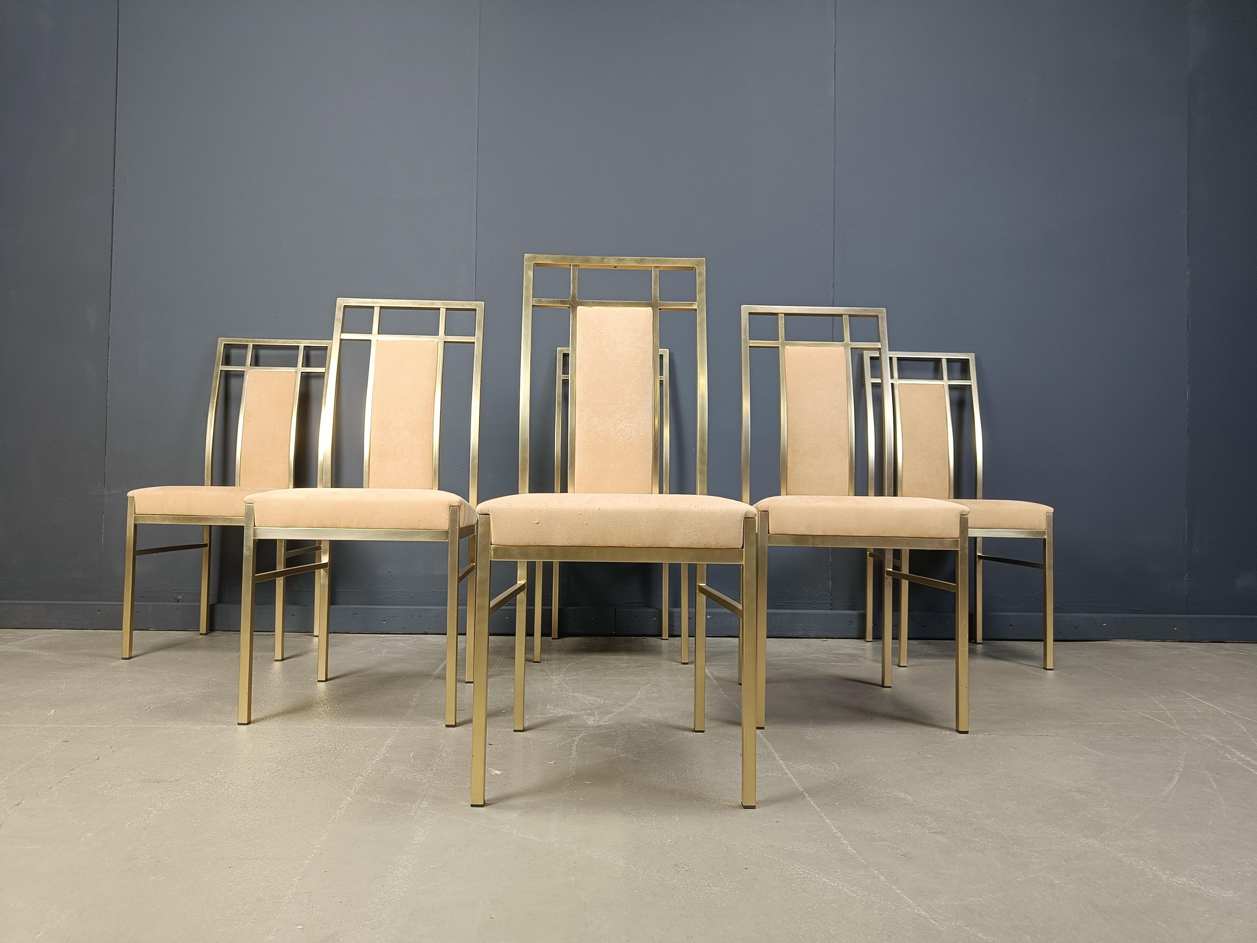 Chaises de salle à manger vintage en laiton par Belgochrom, 1970 en vente 2