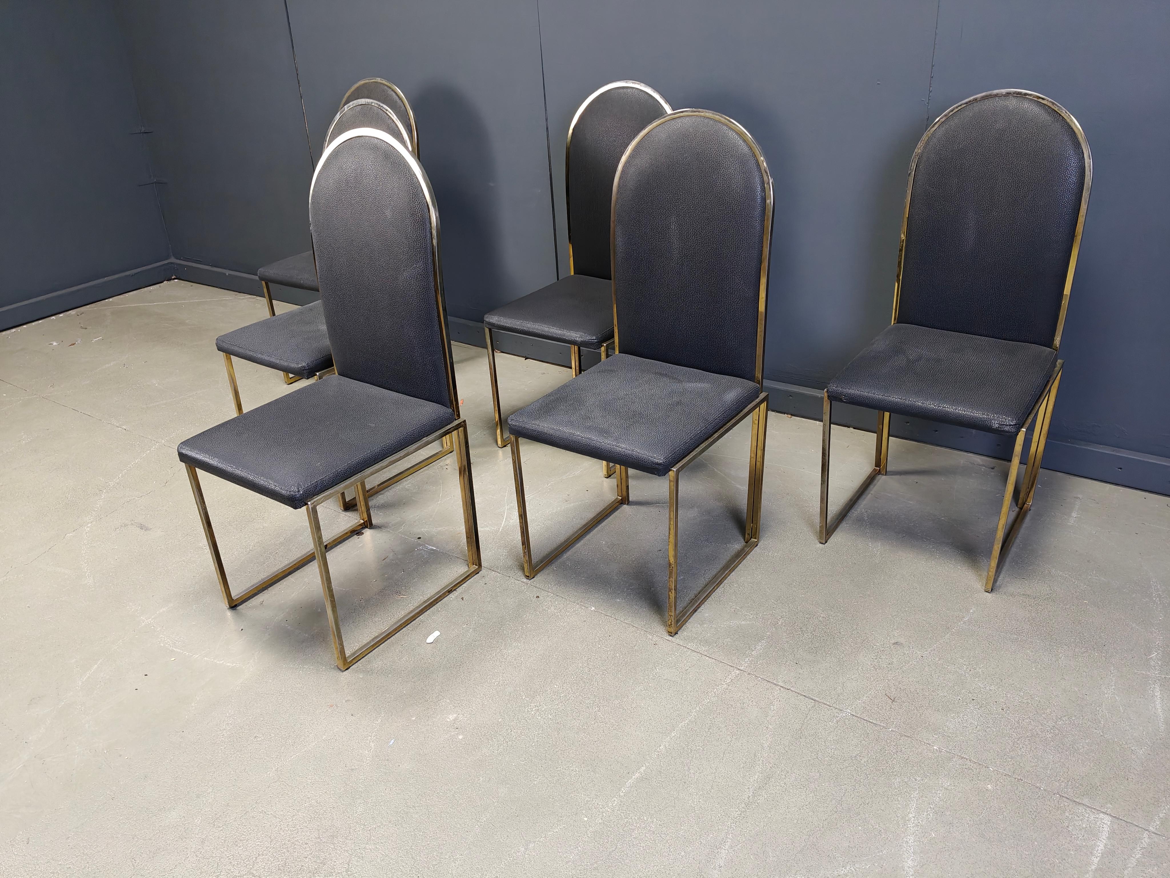 Esszimmerstühle aus Messing von Belgochrom, 1970er Jahre im Angebot 3