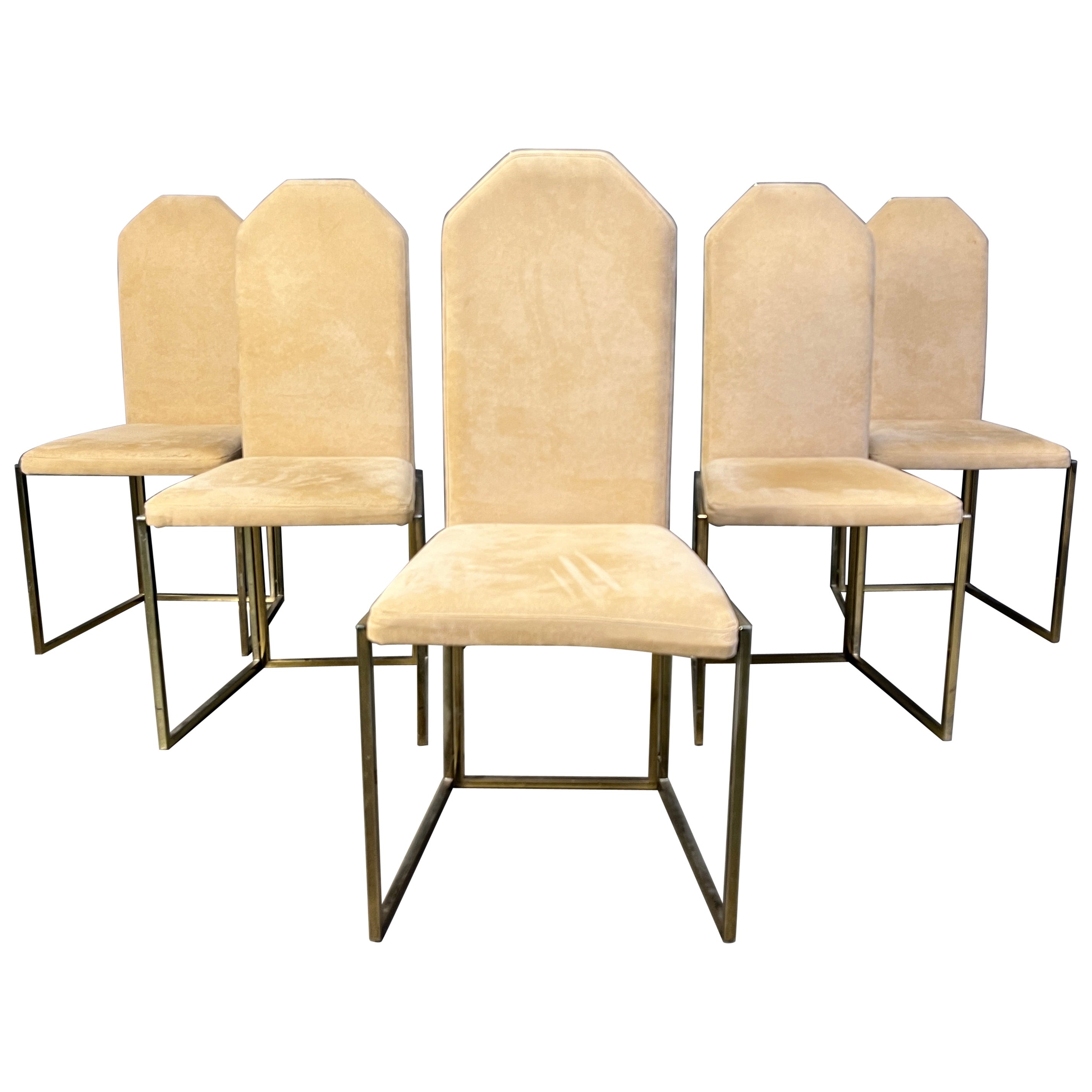 Esszimmerstühle aus Messing von Belgochrom, 1970er Jahre