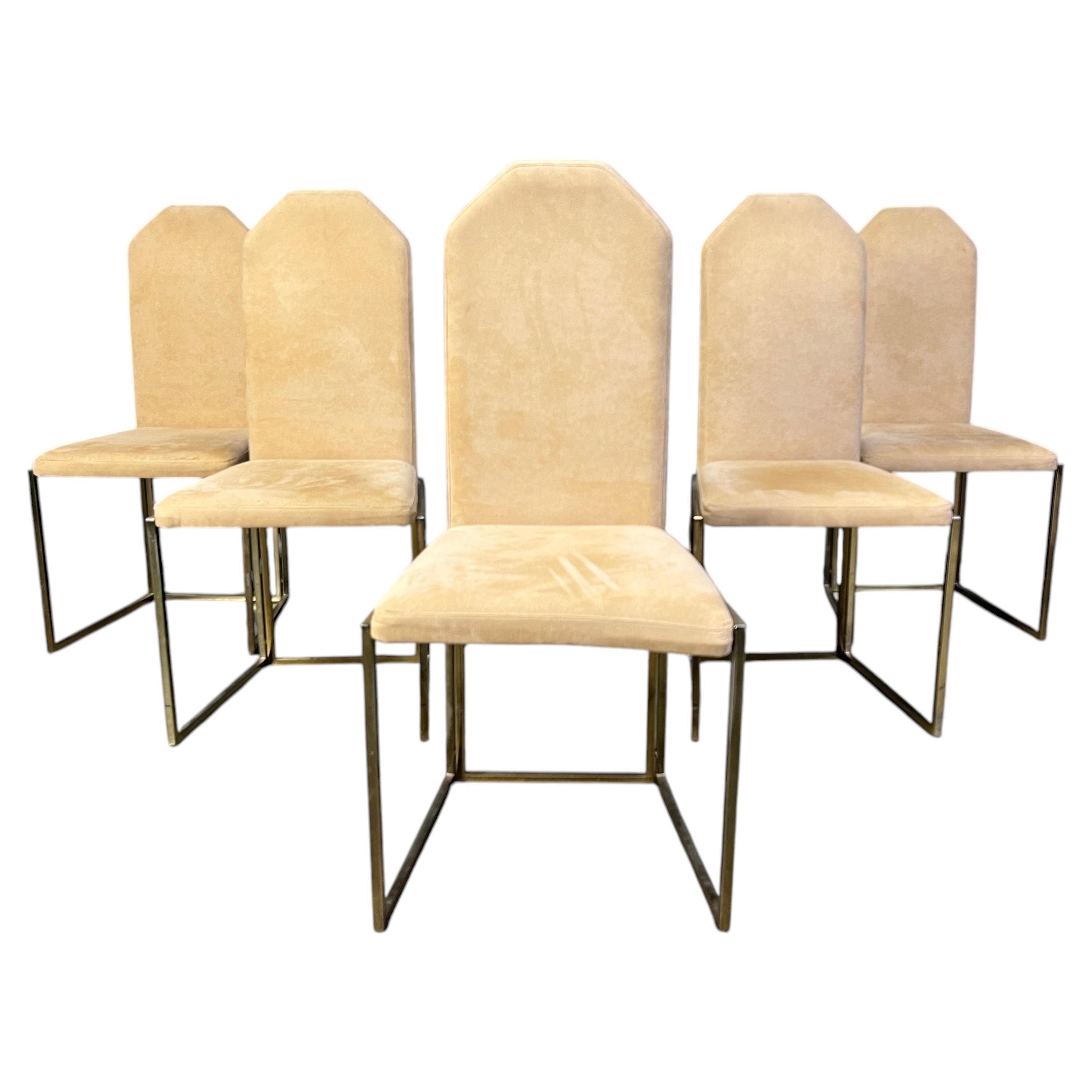 Vintage brass dining chairs by Belgochrom, 1970s For Sale