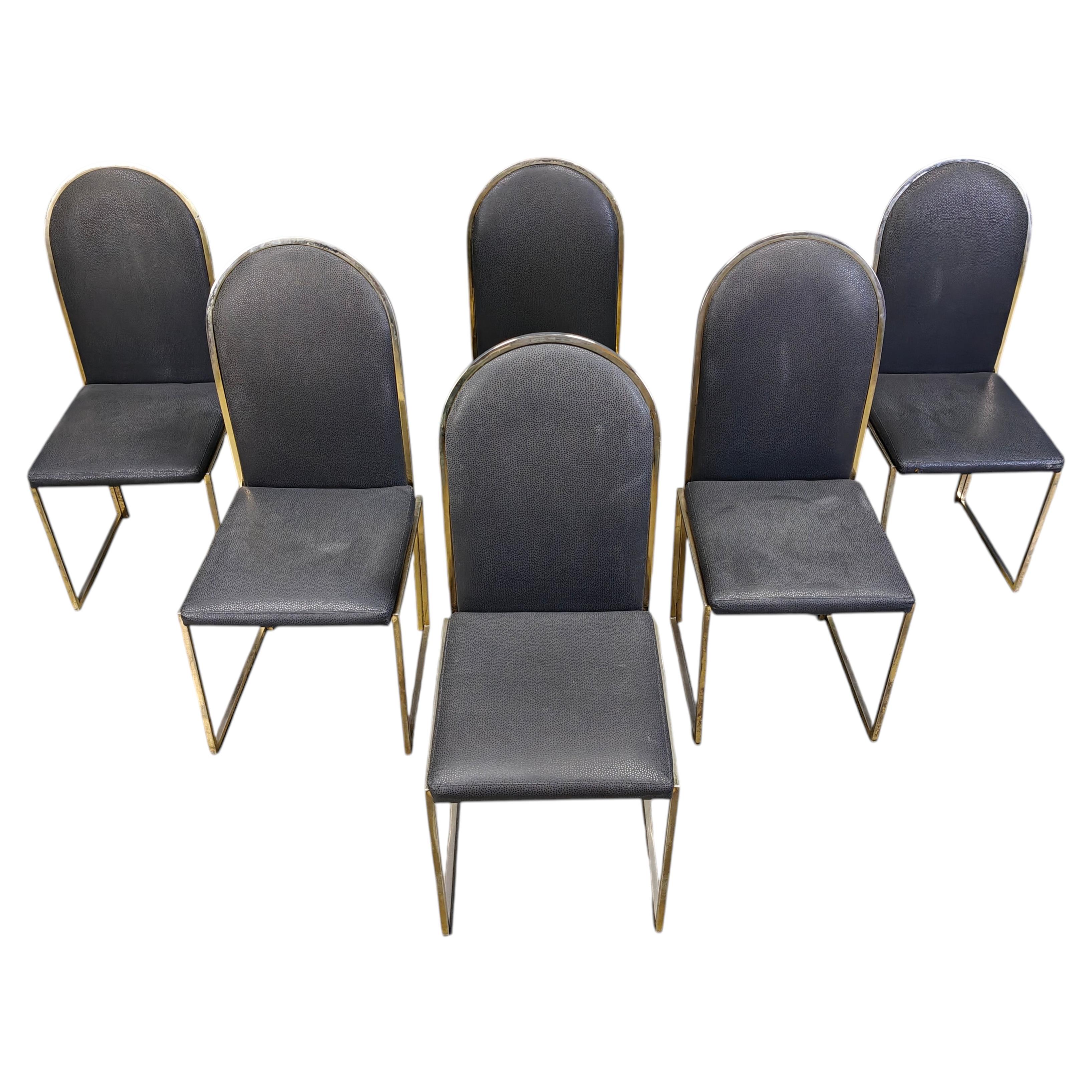 Vintage brass dining chairs by Belgochrom, 1970s For Sale