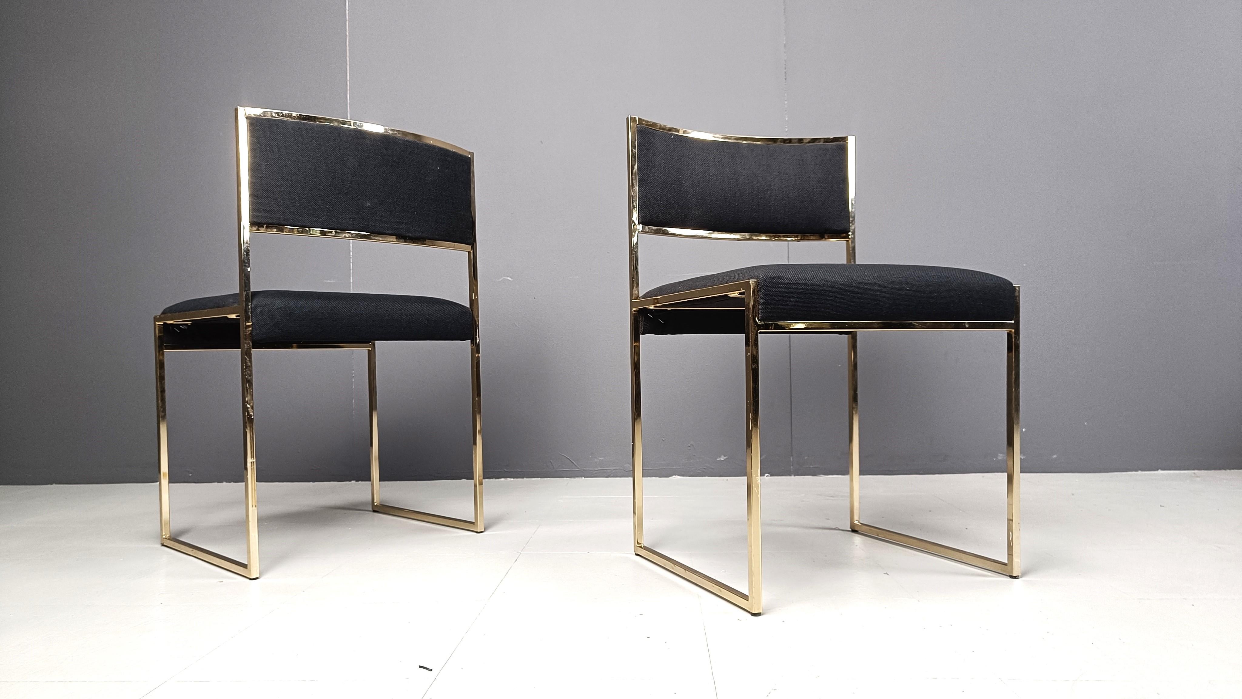 Vintage brass dining chairs by Willy Rizzo, 1970s 3