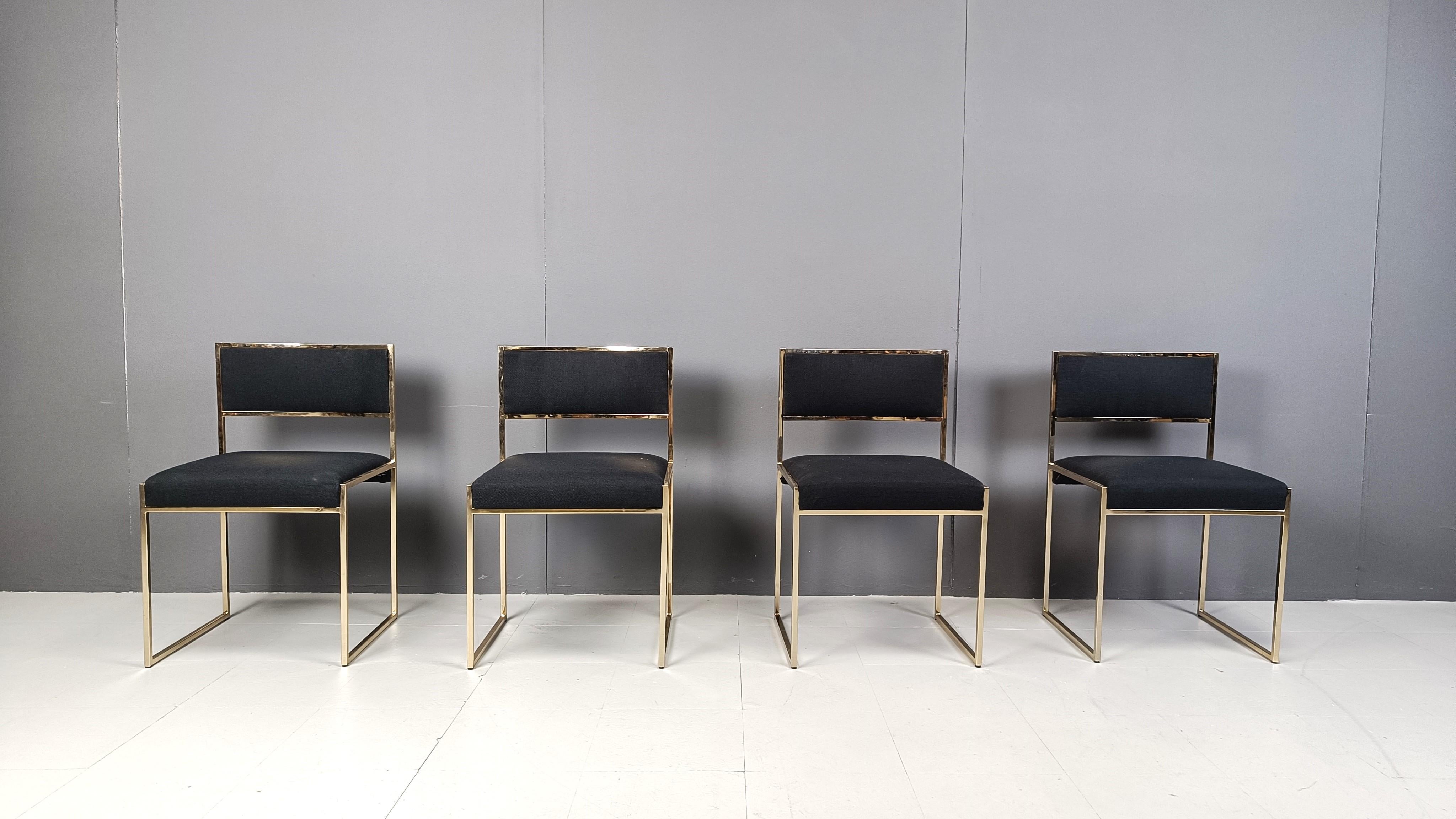Hollywood Regency Vintage brass dining chairs by Willy Rizzo, 1970s