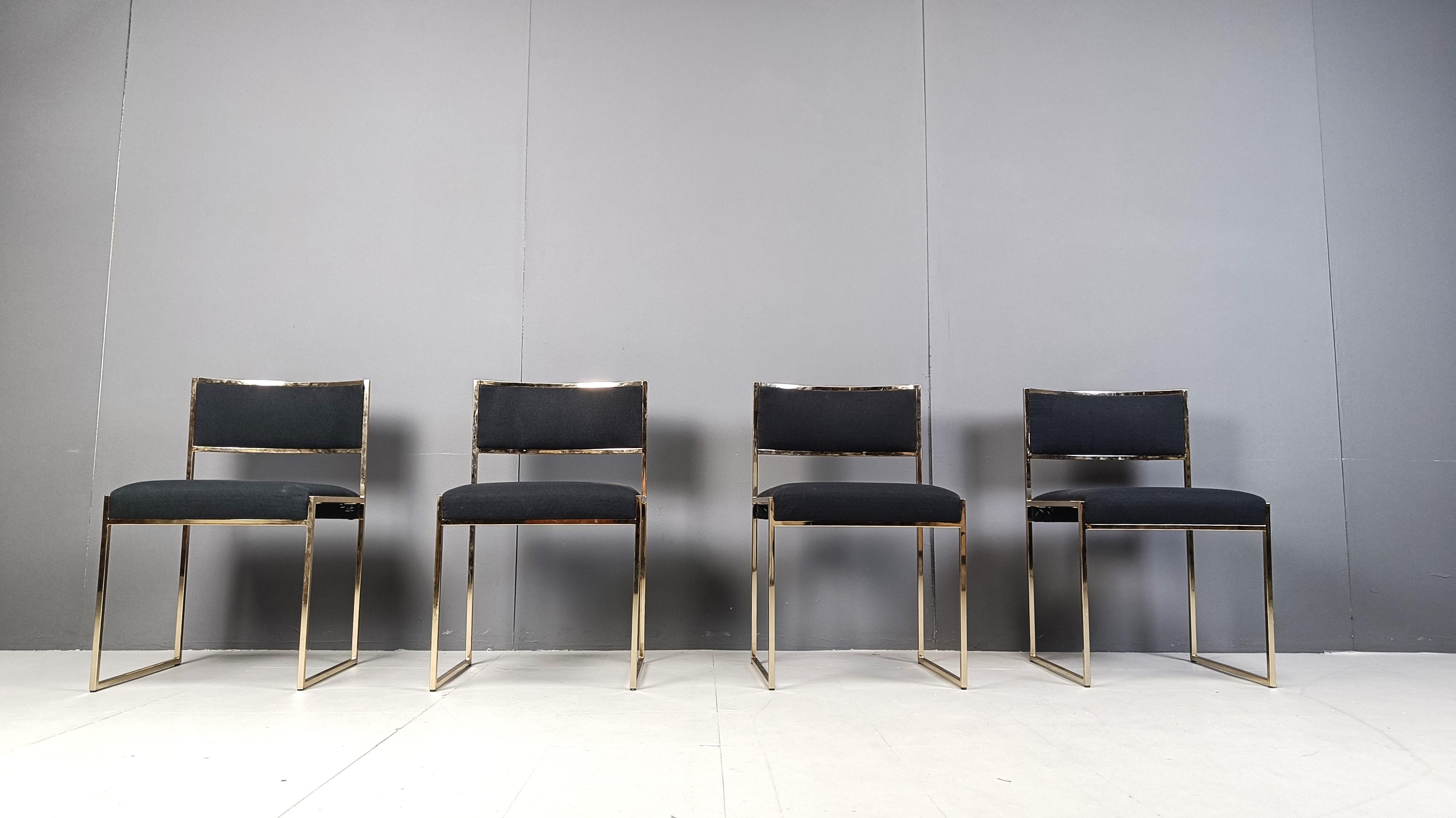 Italian Vintage brass dining chairs by Willy Rizzo, 1970s