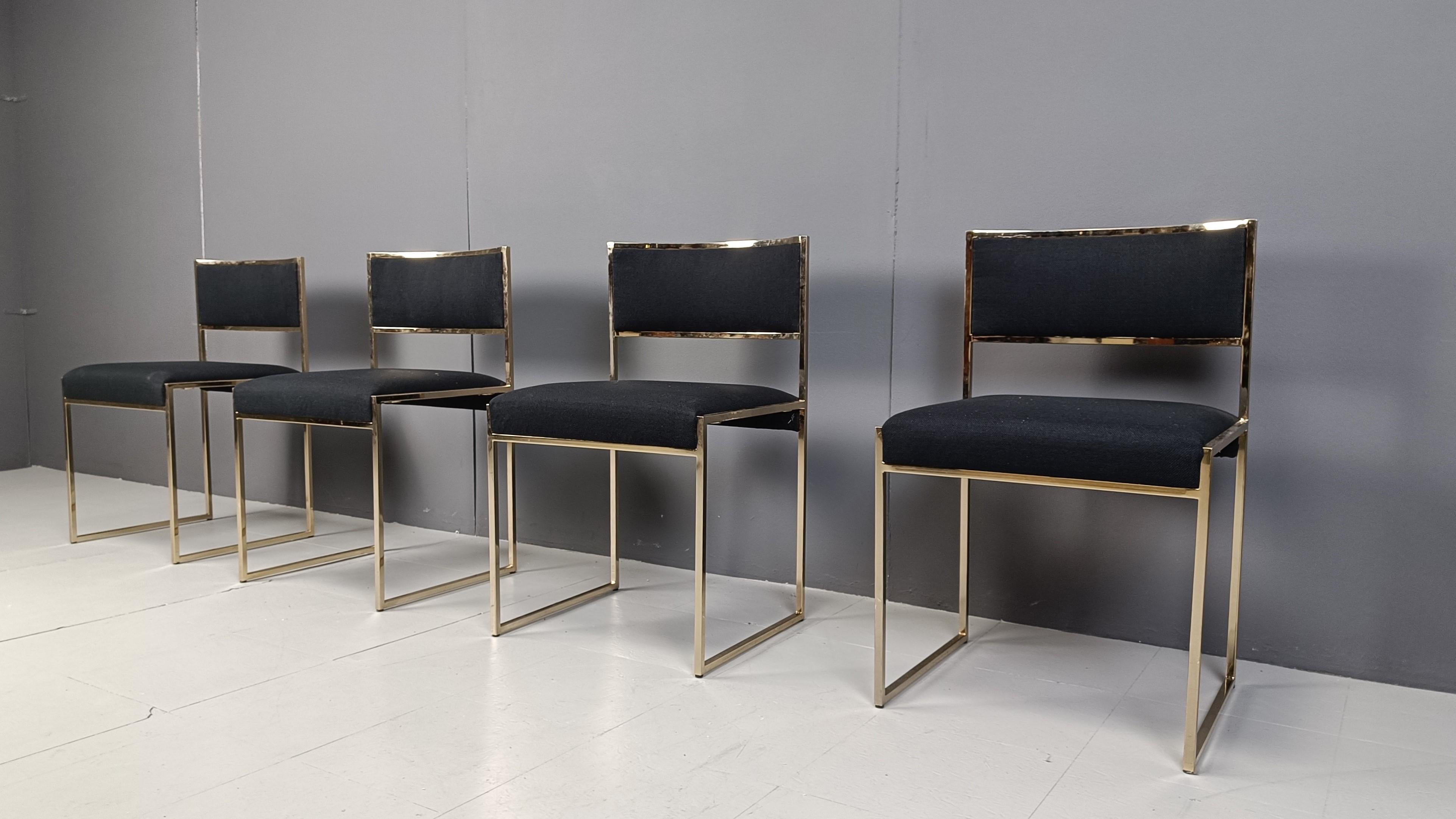 Vintage brass dining chairs by Willy Rizzo, 1970s In Good Condition In Leuven, Vlaams Gewest