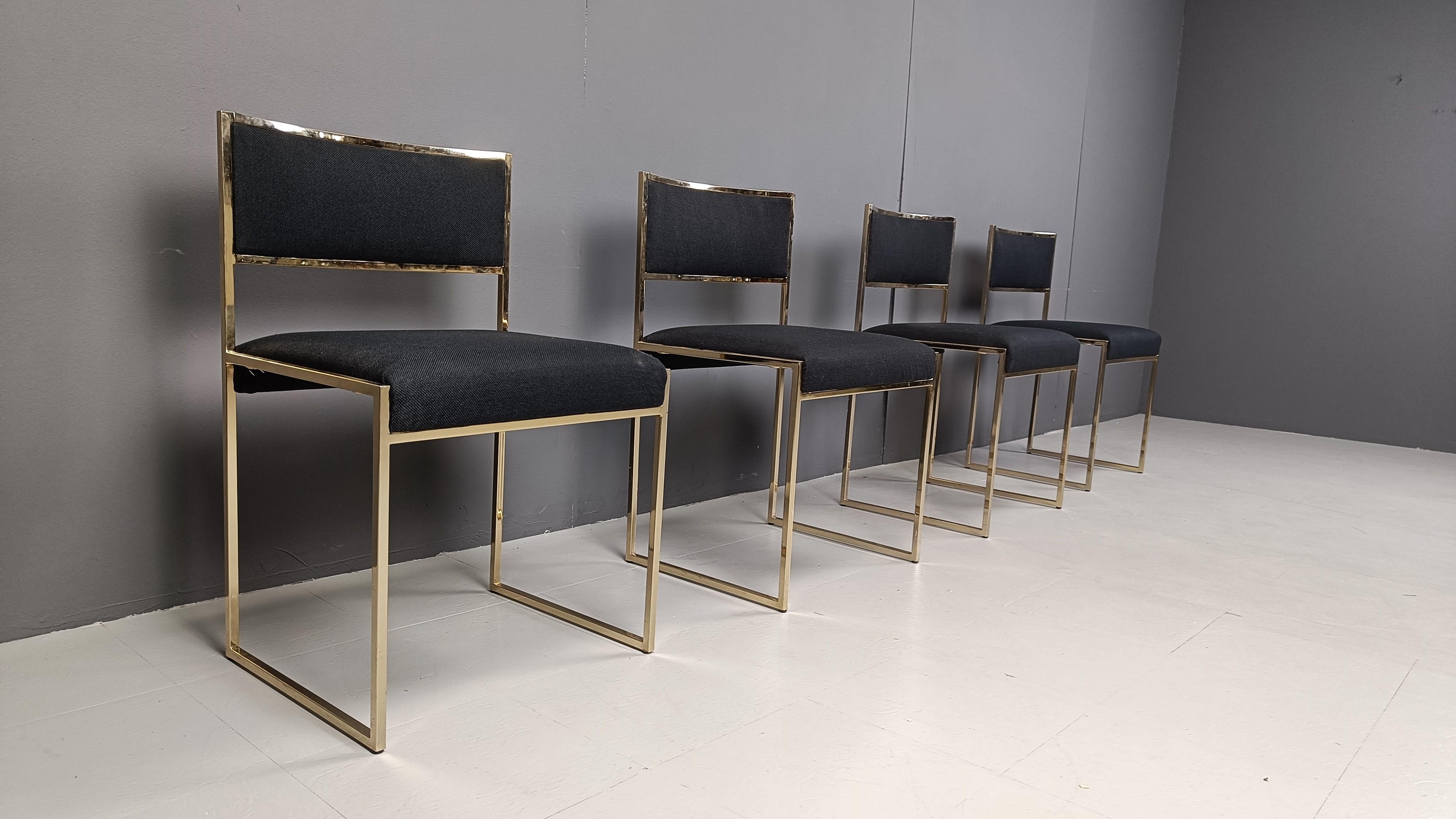 Late 20th Century Vintage brass dining chairs by Willy Rizzo, 1970s