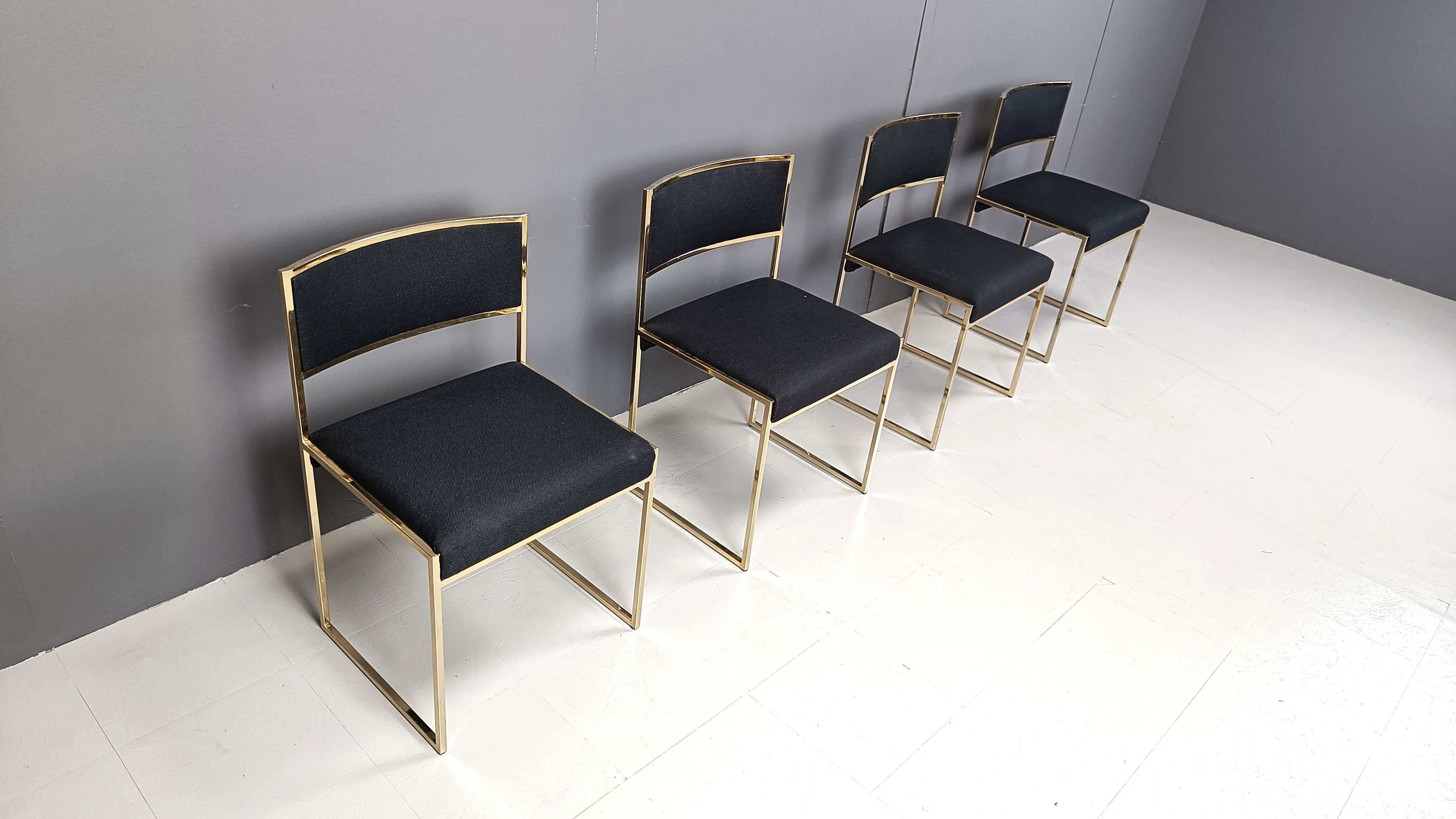 Brass Vintage brass dining chairs by Willy Rizzo, 1970s